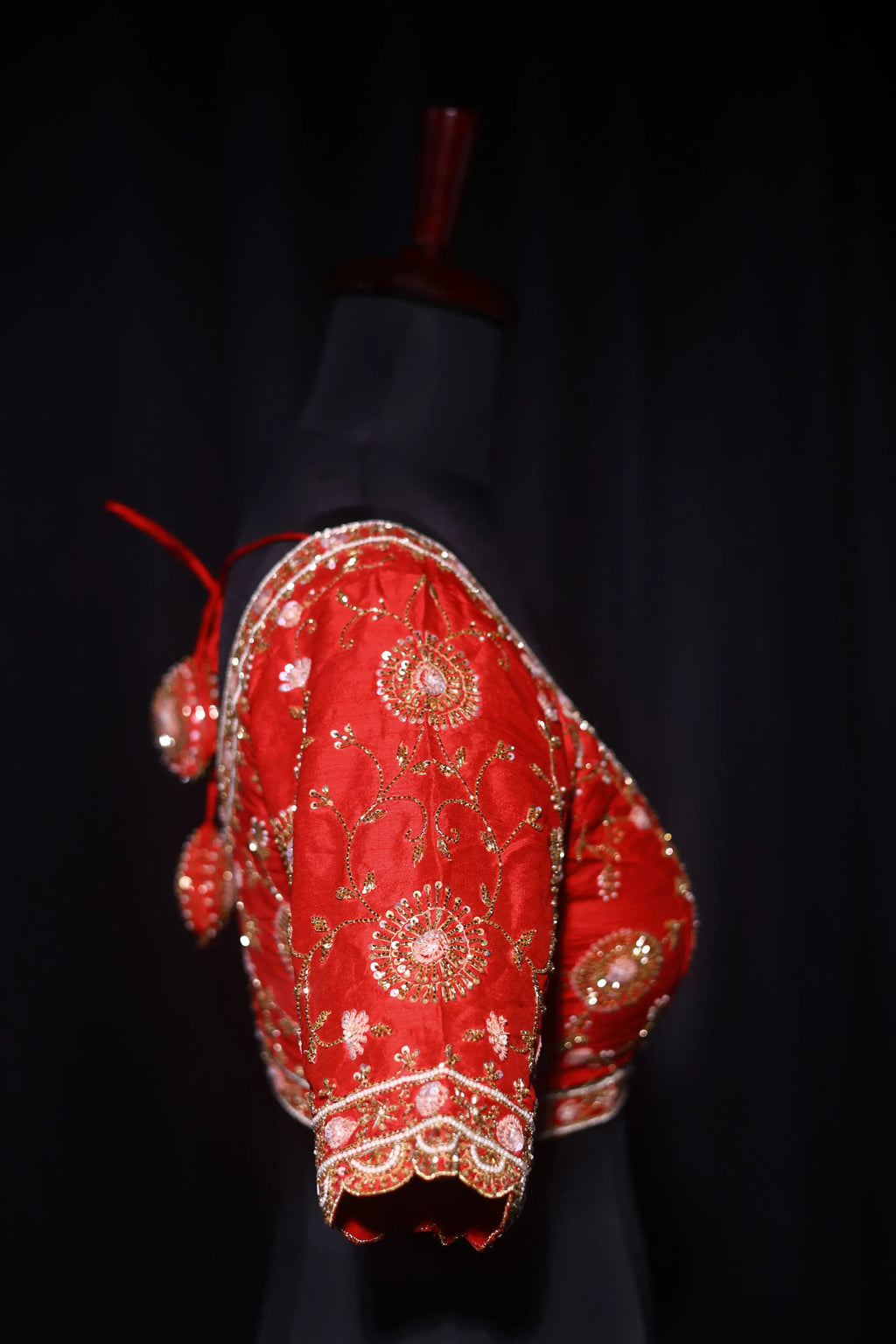 Red Raw Silk Blouse For Women Jaal Style Party wear
