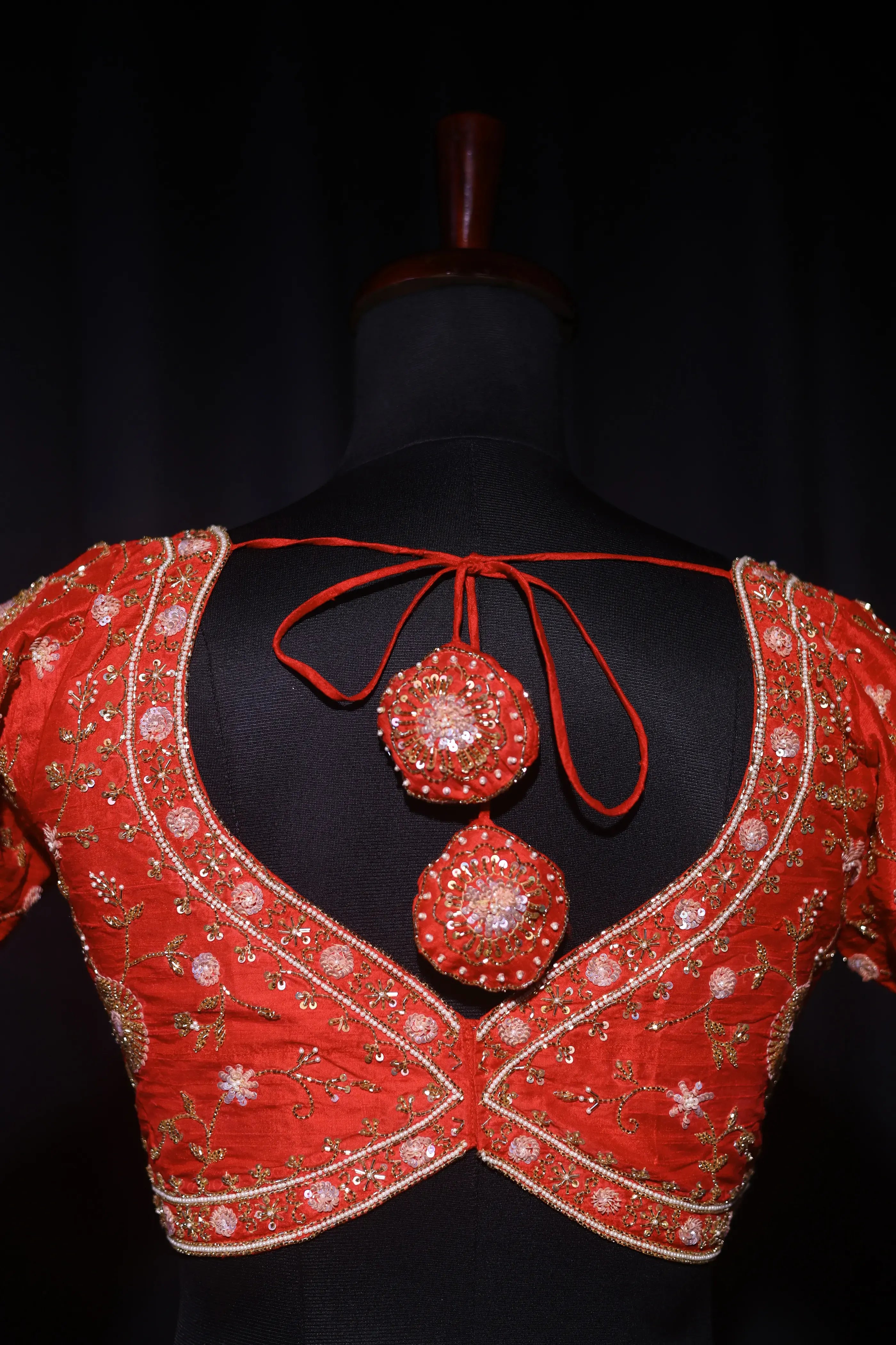 Red Raw Silk Blouse For Women Jaal Style Party wear