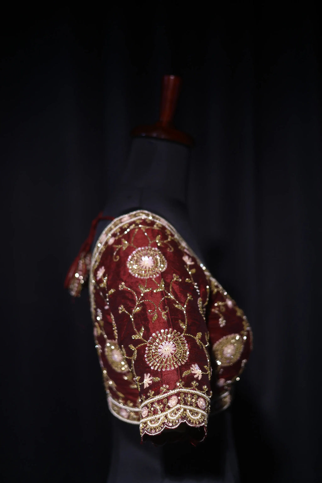 Maroon Raw Silk Blouse For Women Jaal Style Party wear