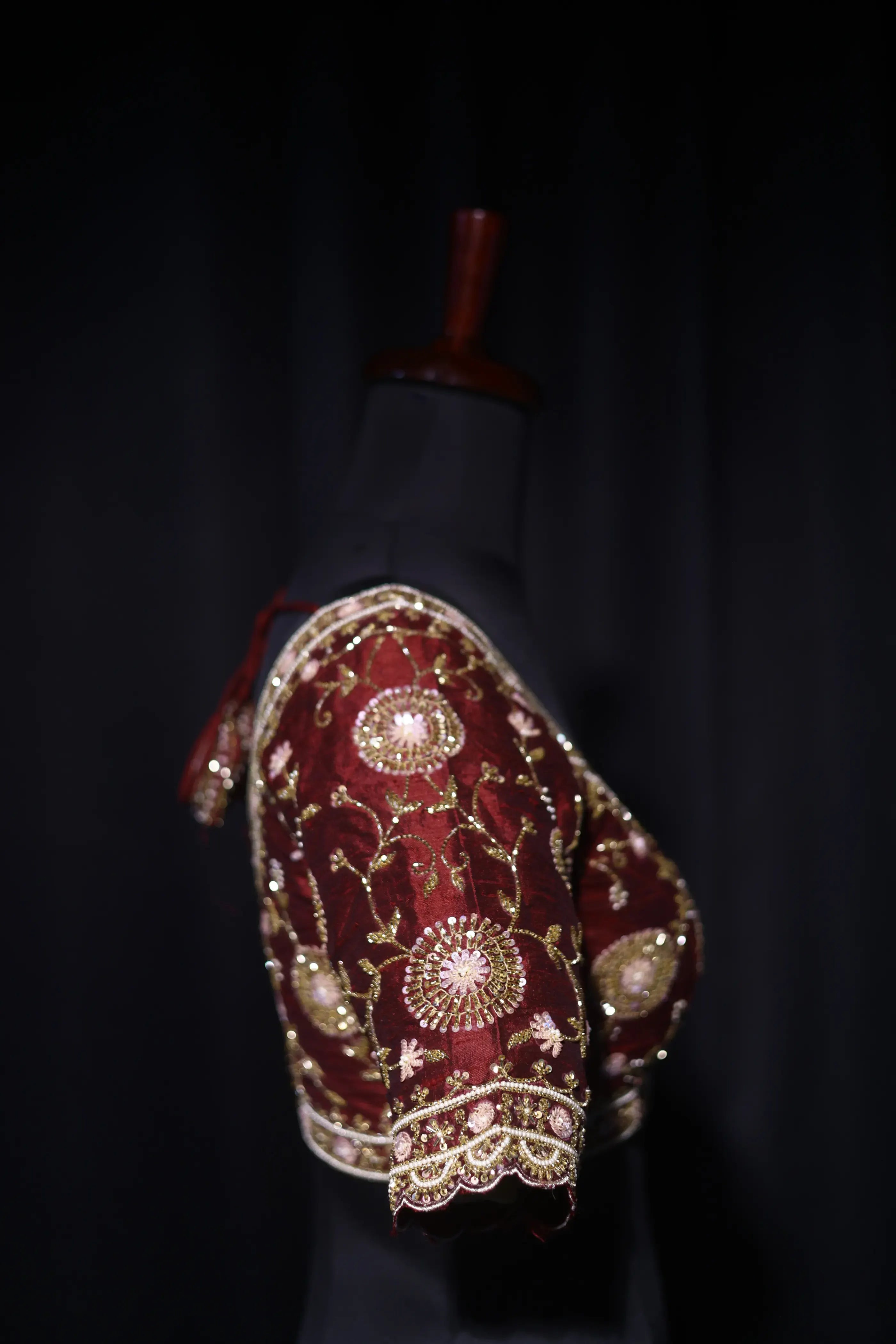 Maroon Raw Silk Blouse For Women Jaal Style Party wear