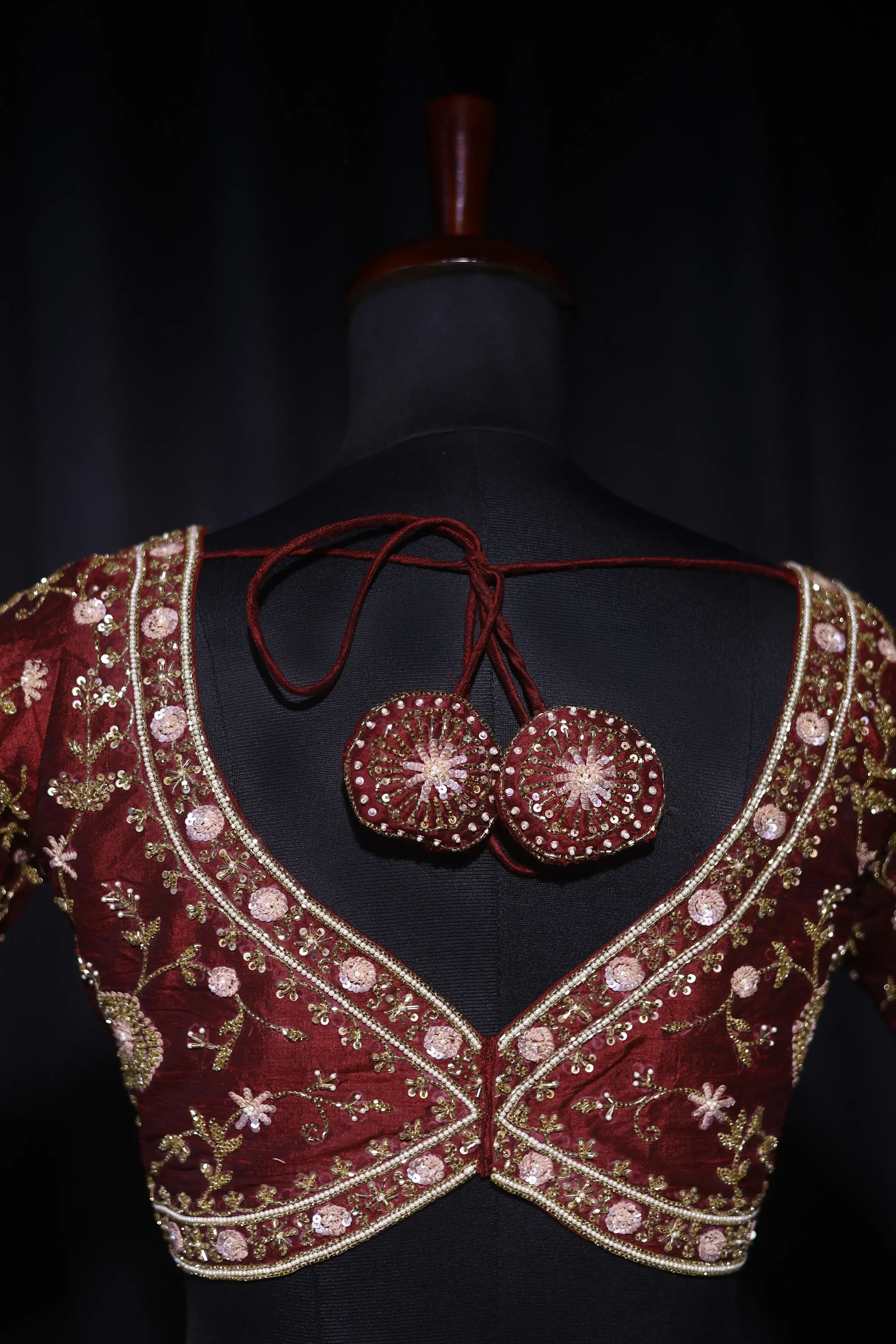 Maroon Raw Silk Blouse For Women Jaal Style Party wear