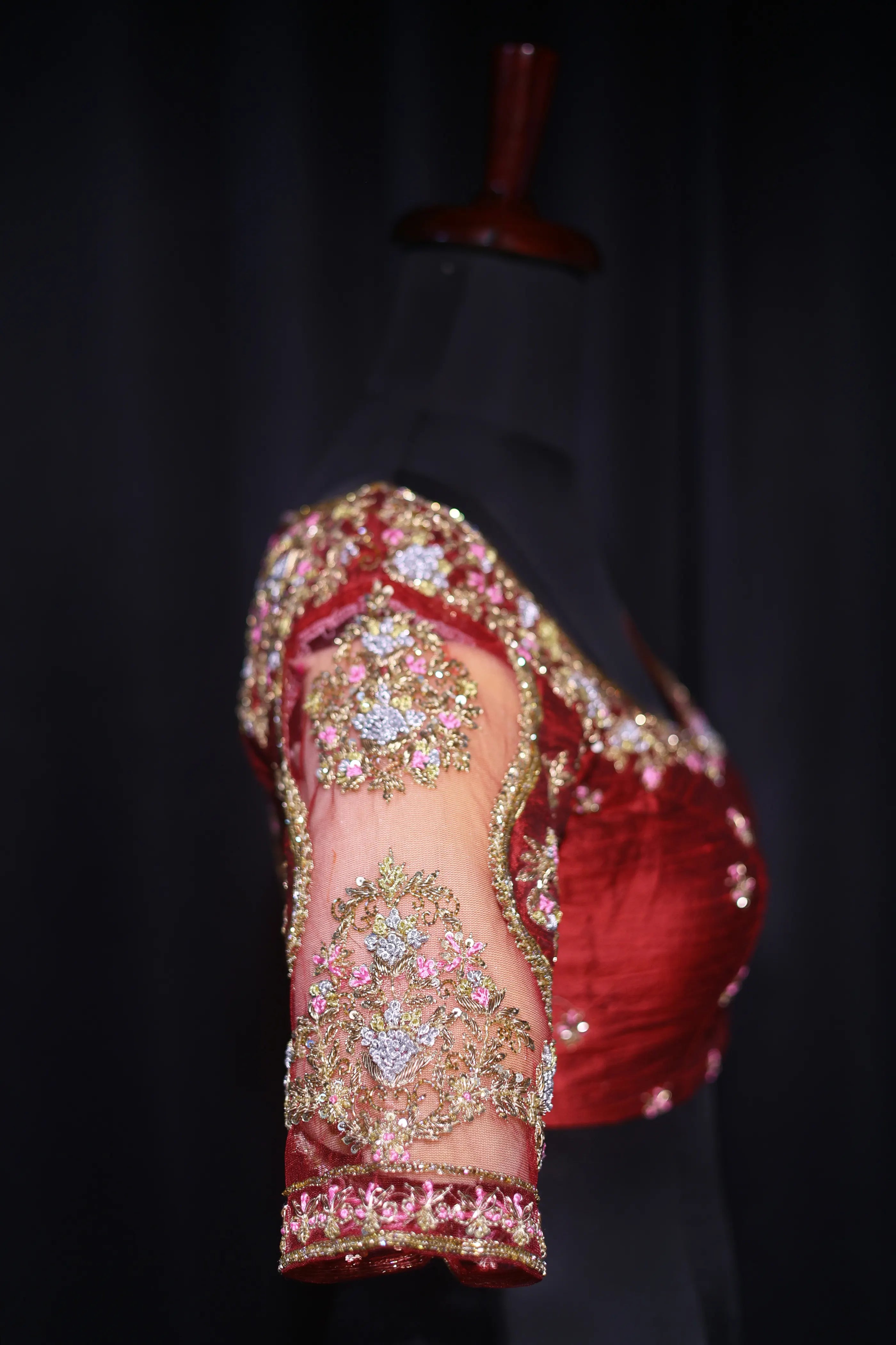 Maroon Raw Silk Blouse For Women Jaal Style Party wear