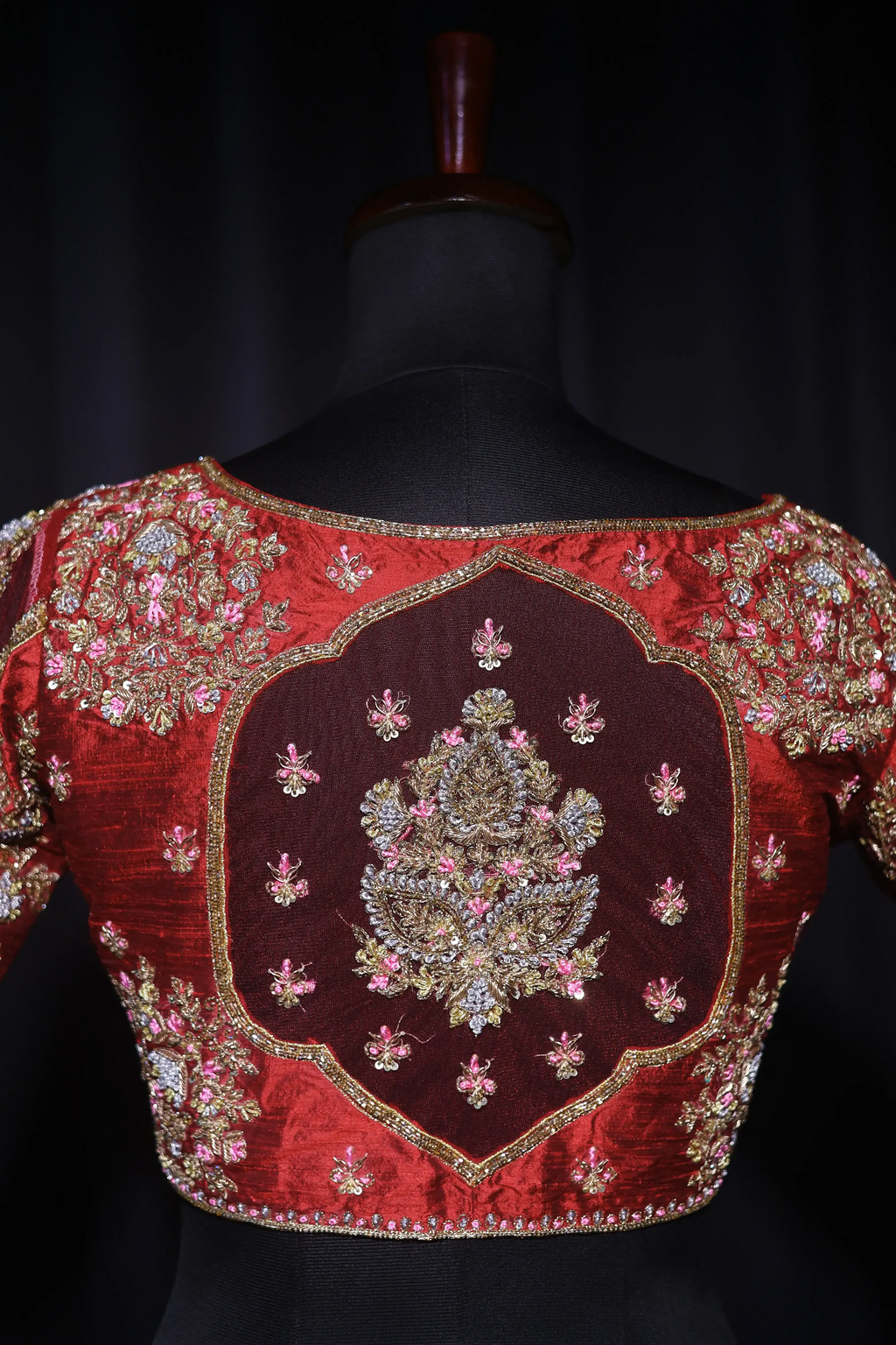 Maroon Raw Silk Blouse For Women Jaal Style Party wear