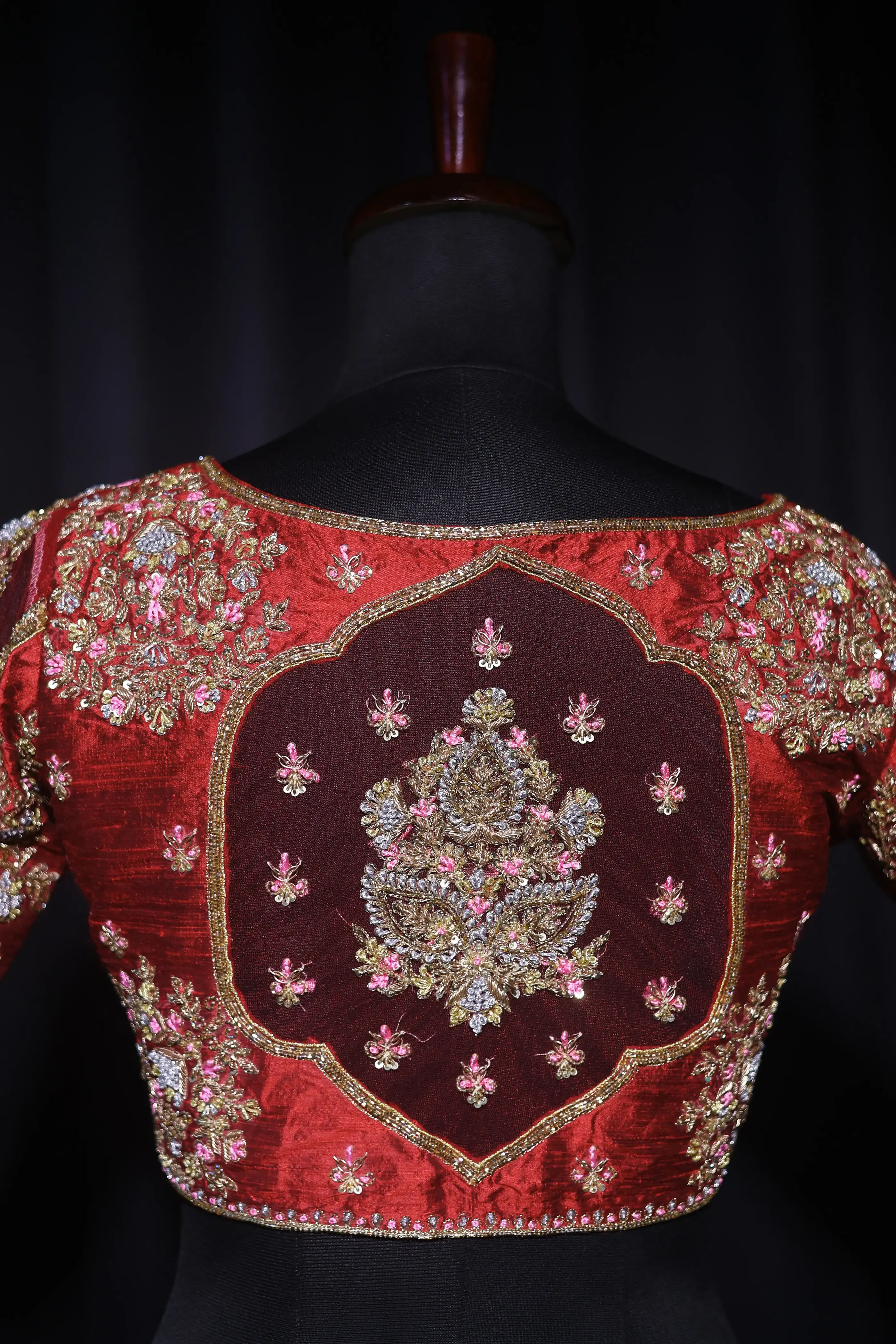 Maroon Raw Silk Blouse For Women Jaal Style Party wear