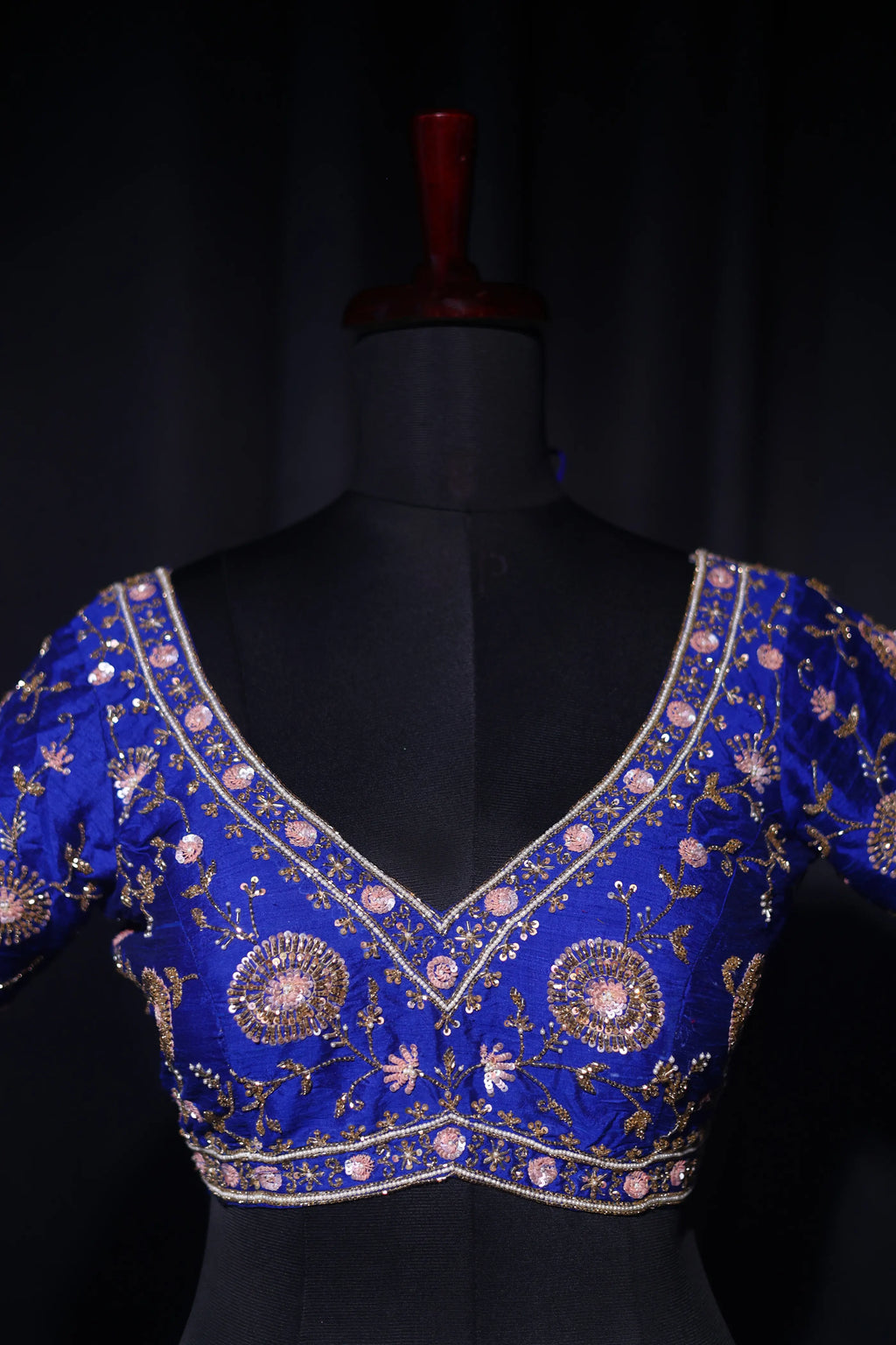 Royal Blue Raw Silk Blouse For Women Jaal Style Party wear