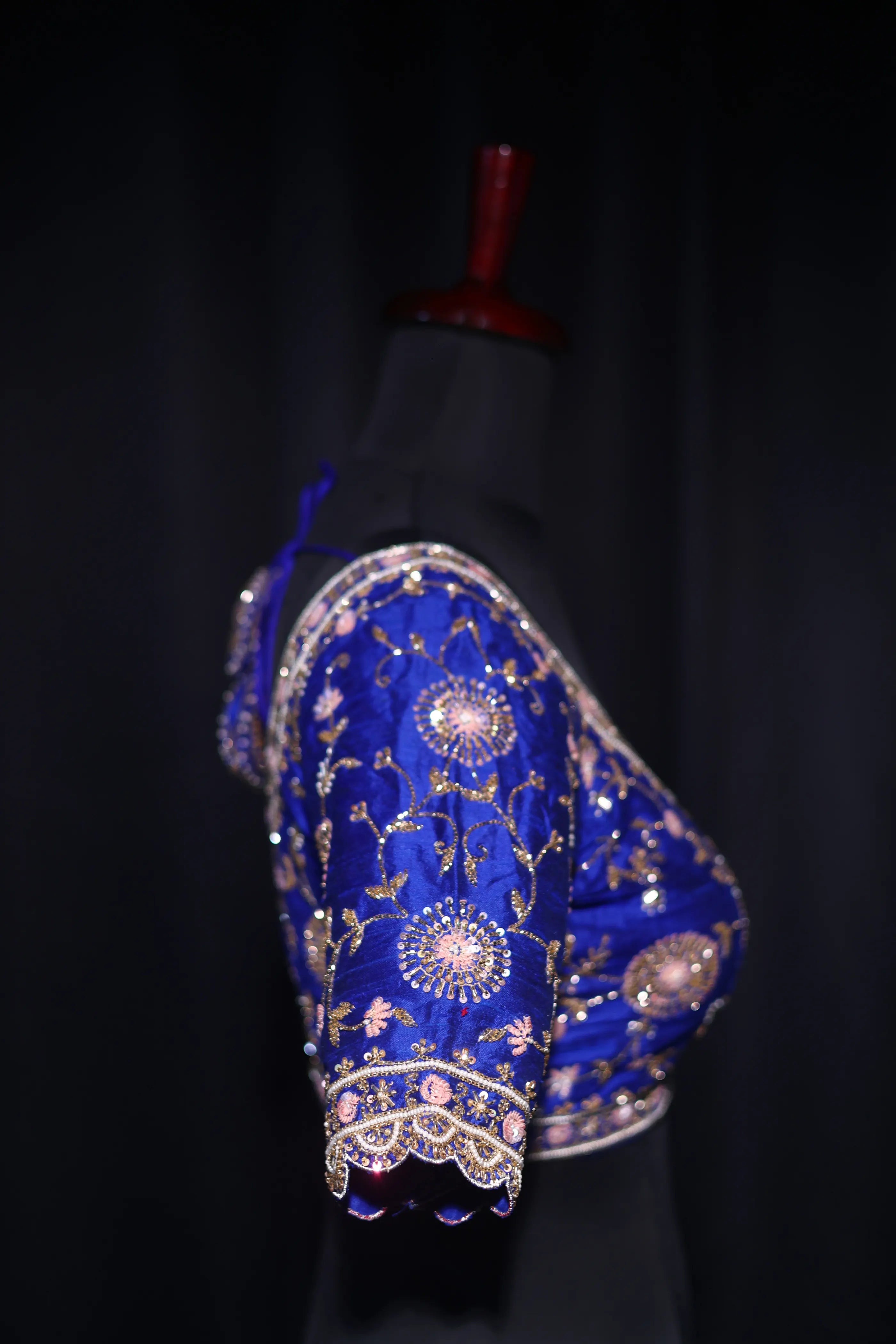 Royal Blue Raw Silk Blouse For Women Jaal Style Party wear