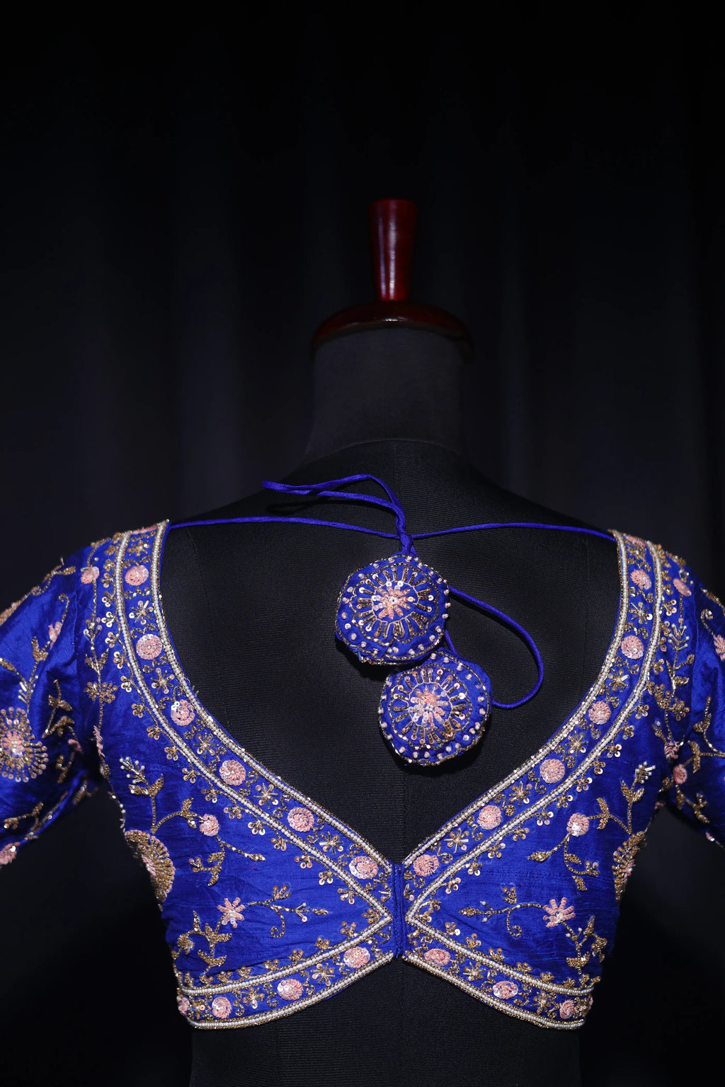 Royal Blue Raw Silk Blouse For Women Jaal Style Party wear