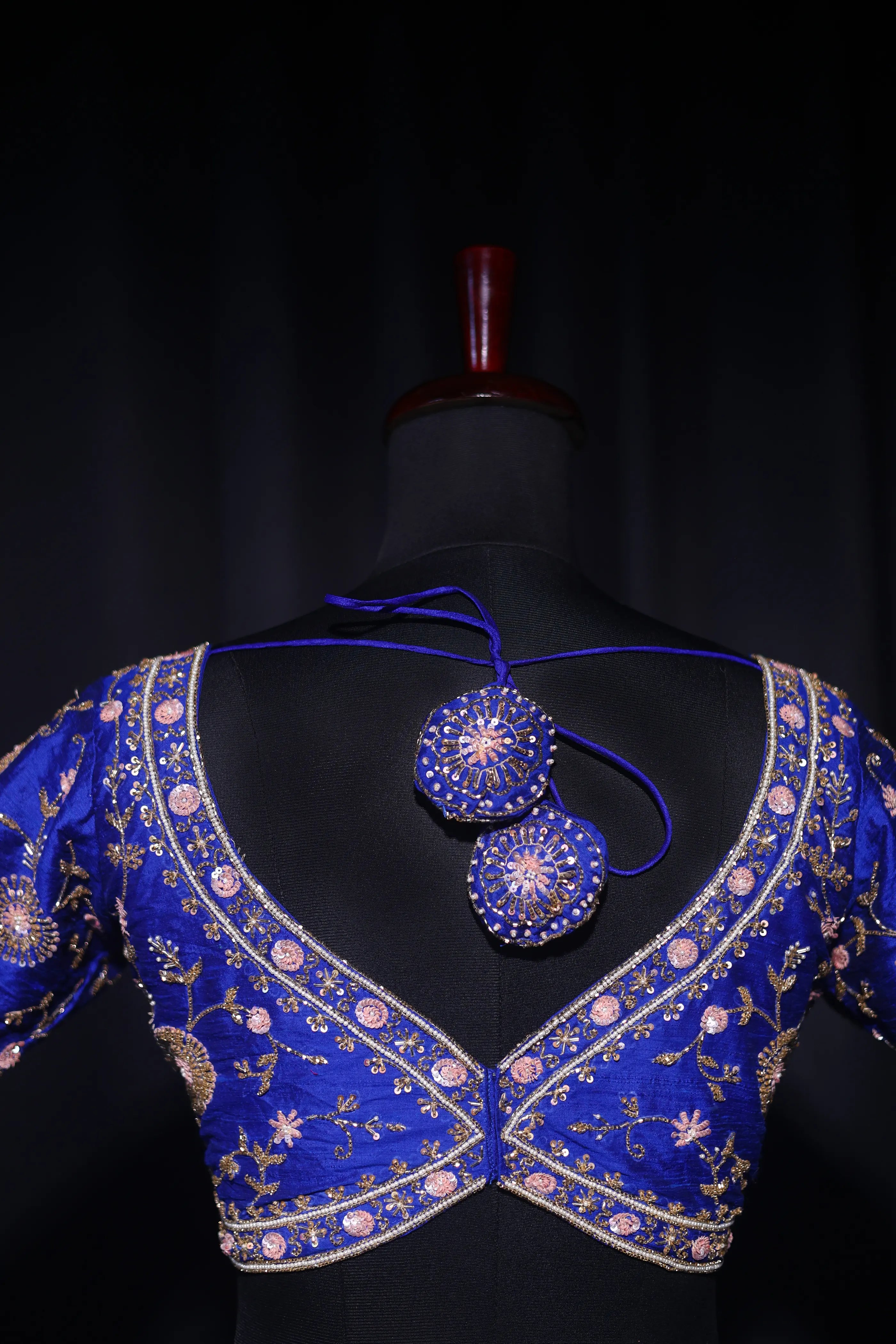 Royal Blue Raw Silk Blouse For Women Jaal Style Party wear