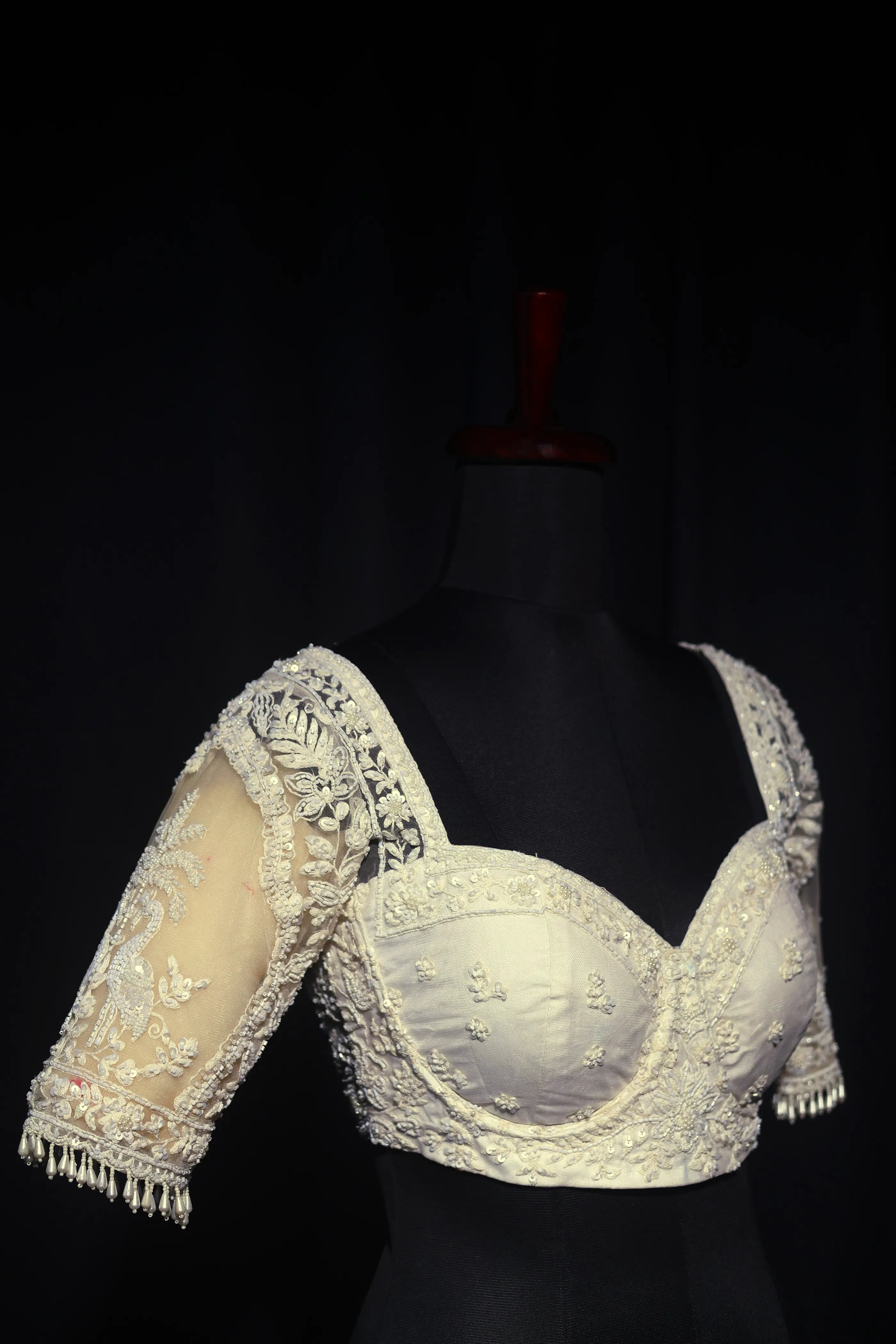 White Net  Blouse For Women Jaal Style Party wear