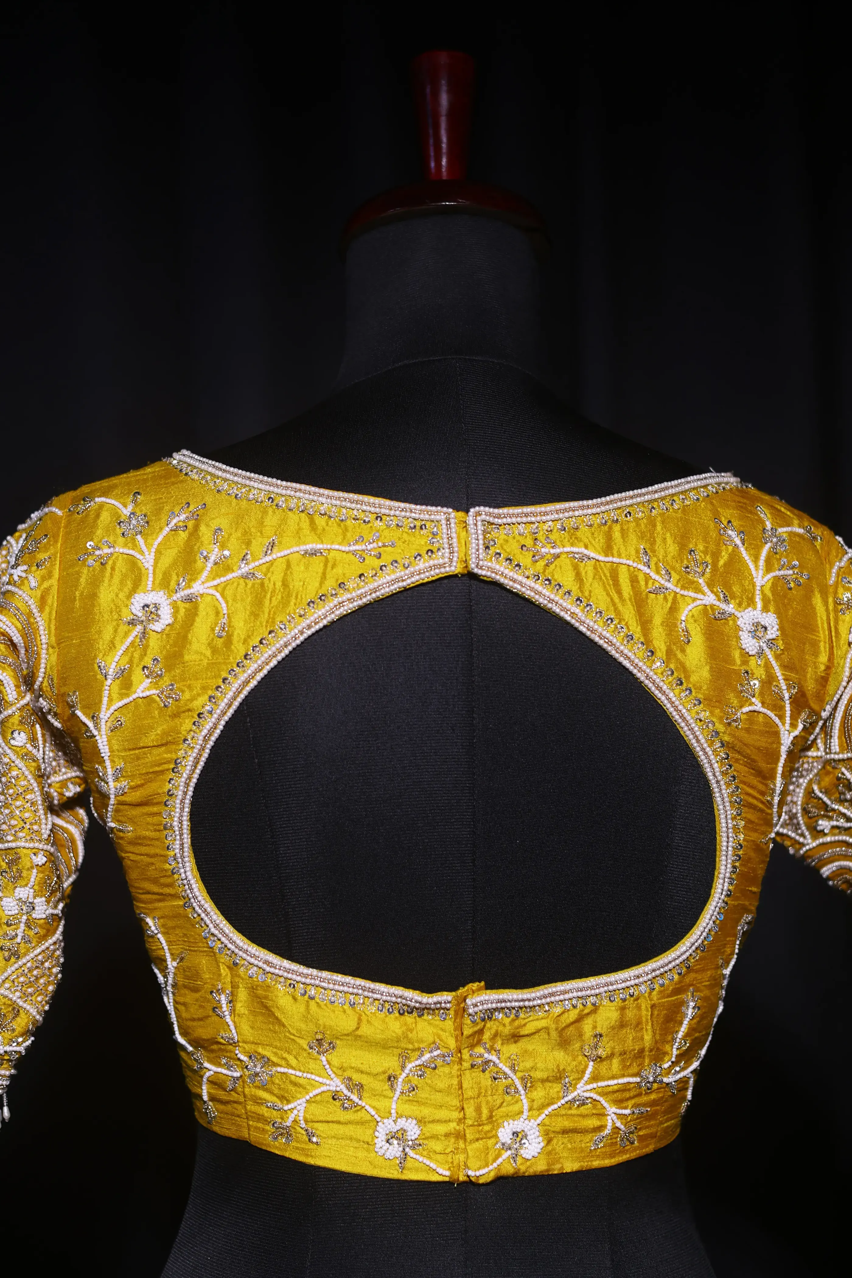 Musturd Yellow Raw Silk Blouse For Women Jaal Style Party wear
