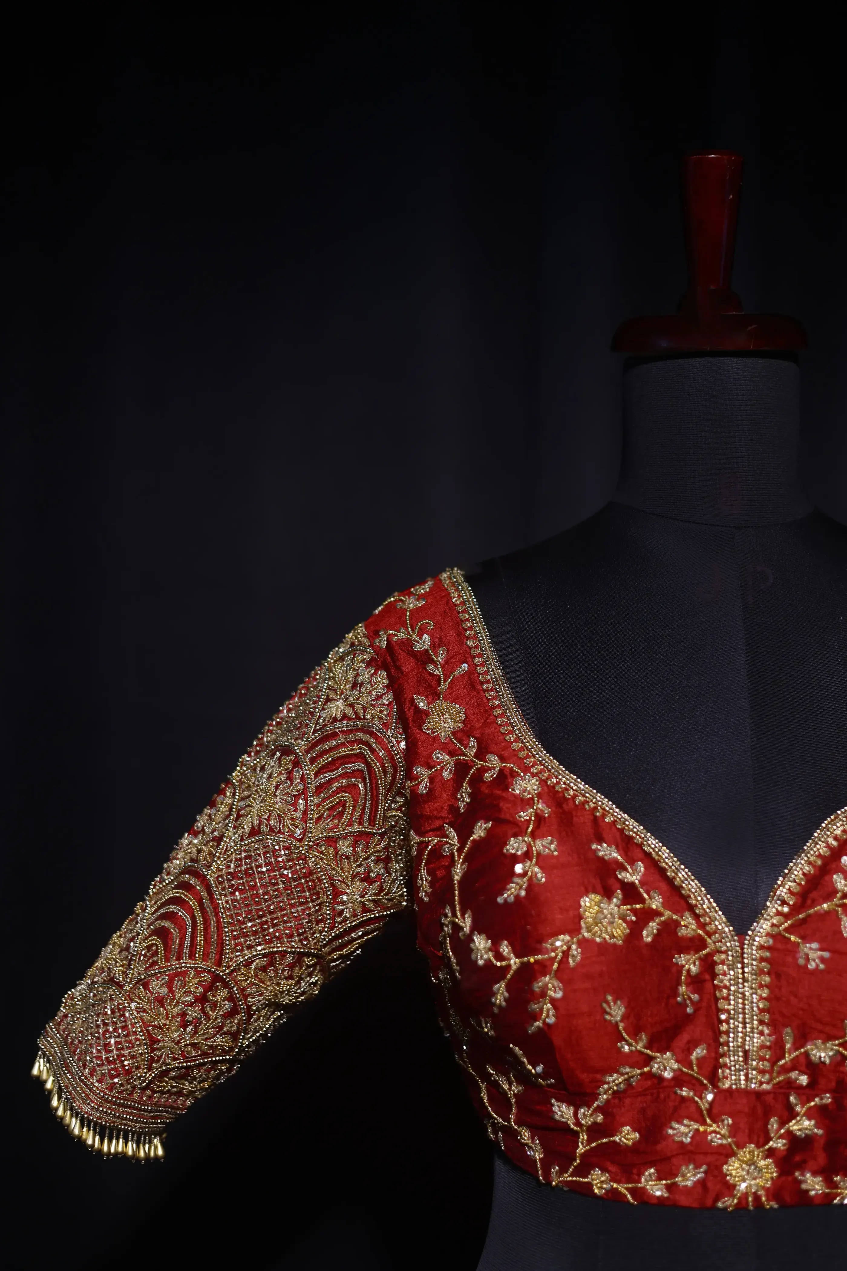 Maroon Raw Silk Blouse For Women Jaal Style Party wear
