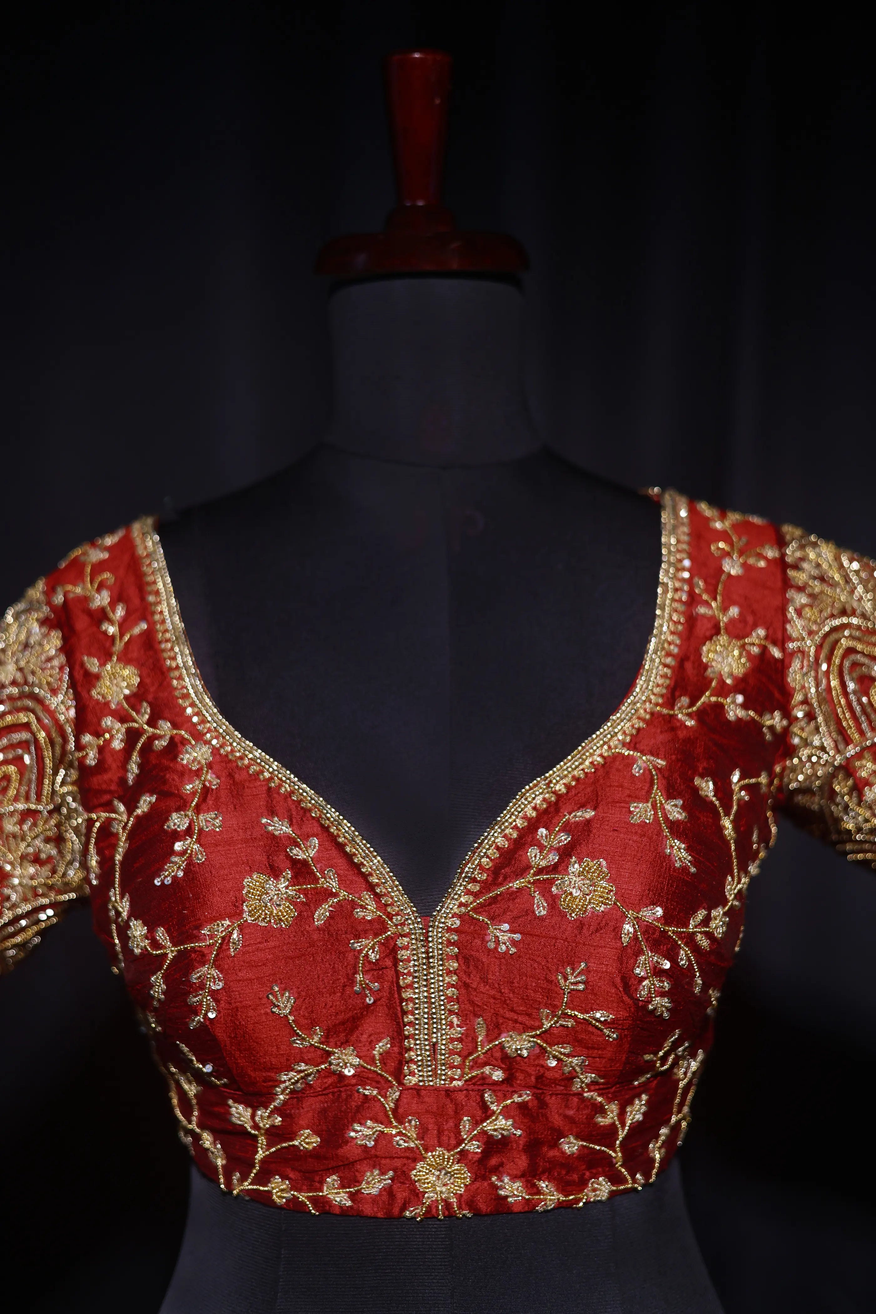 Maroon Raw Silk Blouse For Women Jaal Style Party wear