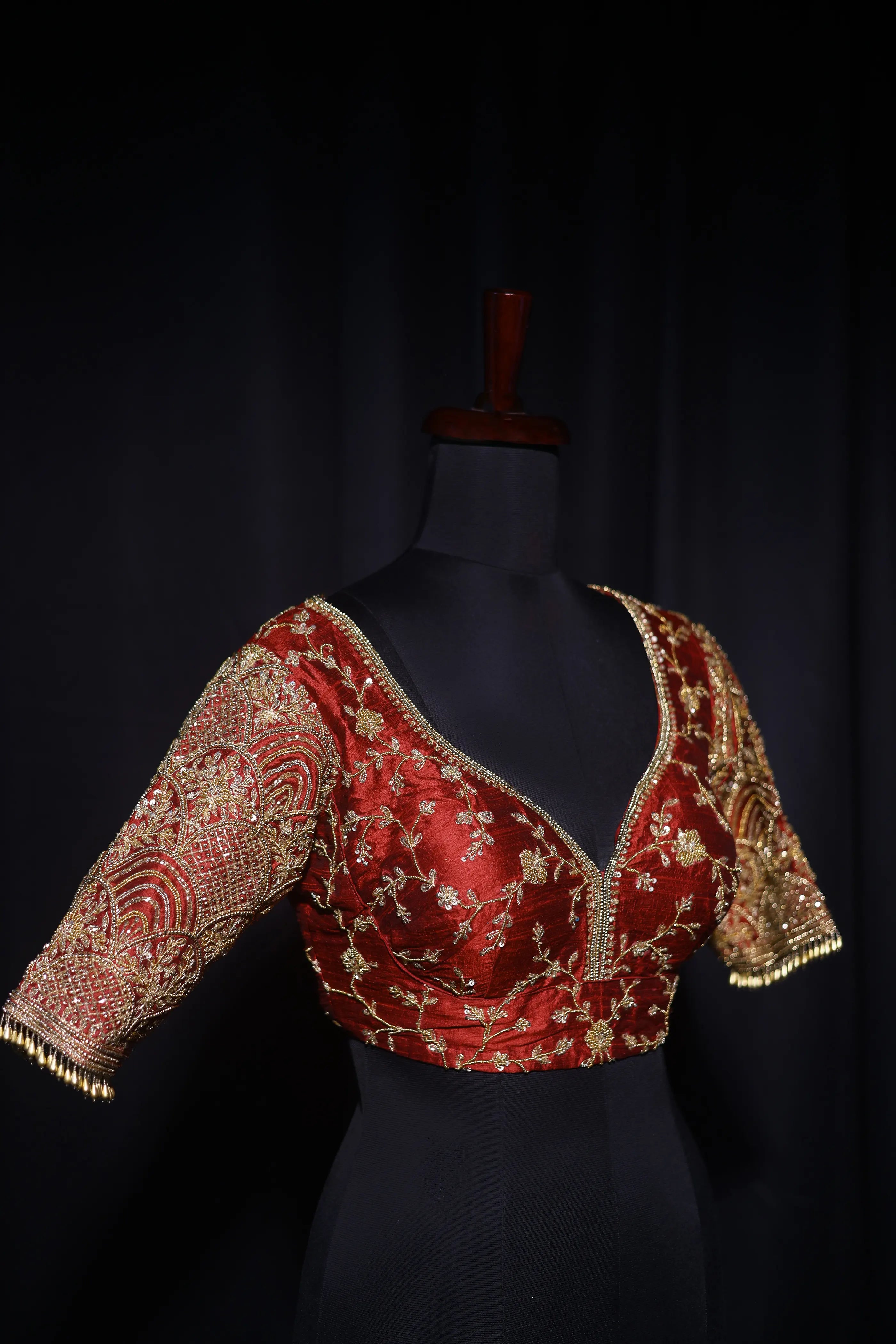 Maroon Raw Silk Blouse For Women Jaal Style Party wear