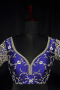 Royal Blue Raw Silk Blouse For Women Jaal Style Party wear