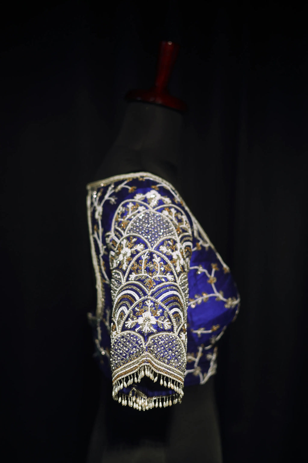 Royal Blue Raw Silk Blouse For Women Jaal Style Party wear