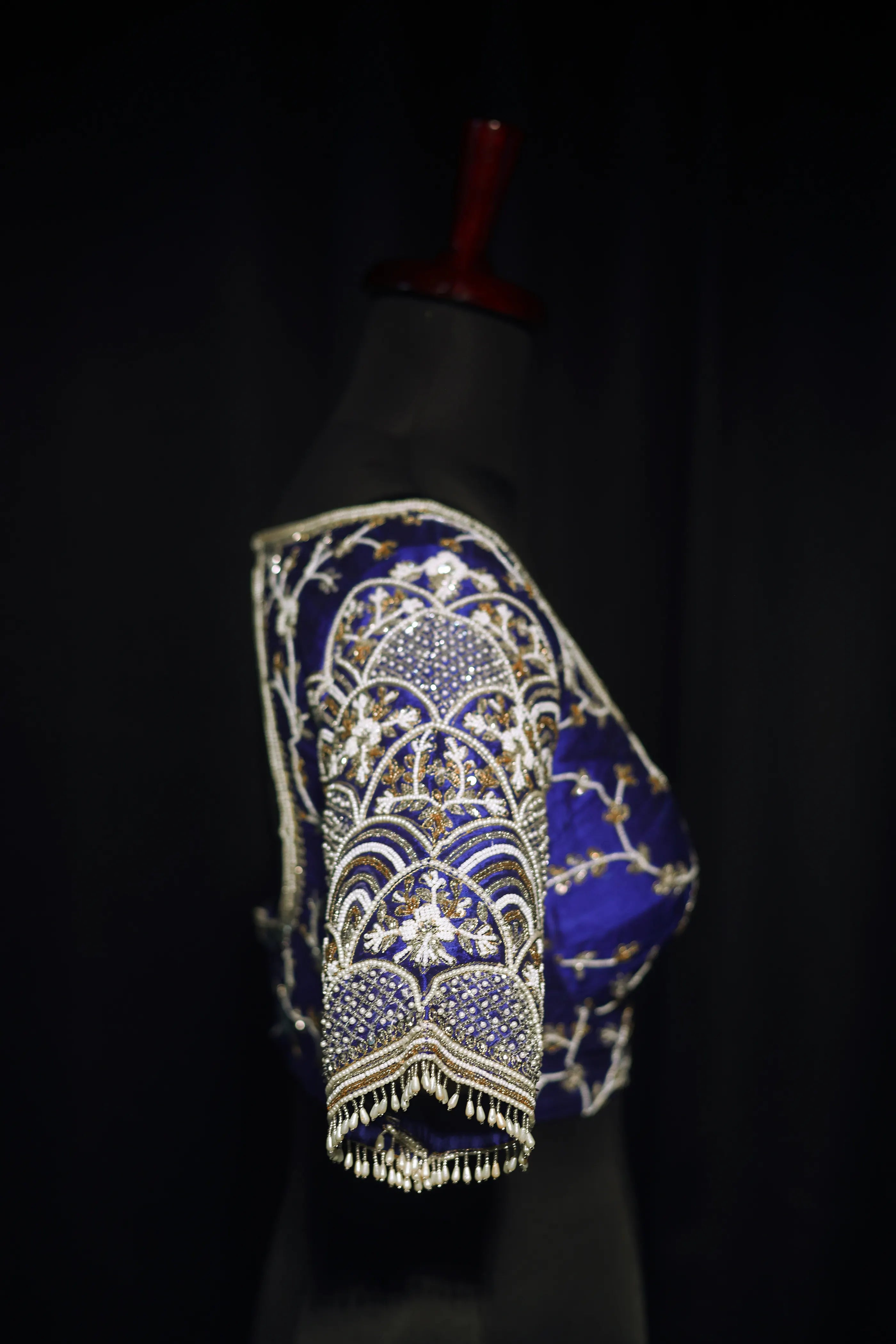 Royal Blue Raw Silk Blouse For Women Jaal Style Party wear