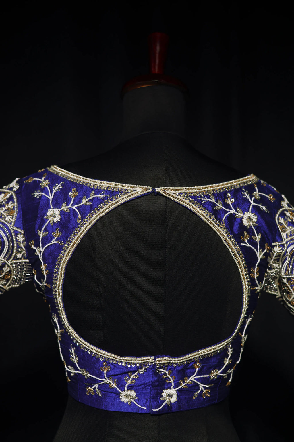 Royal Blue Raw Silk Blouse For Women Jaal Style Party wear