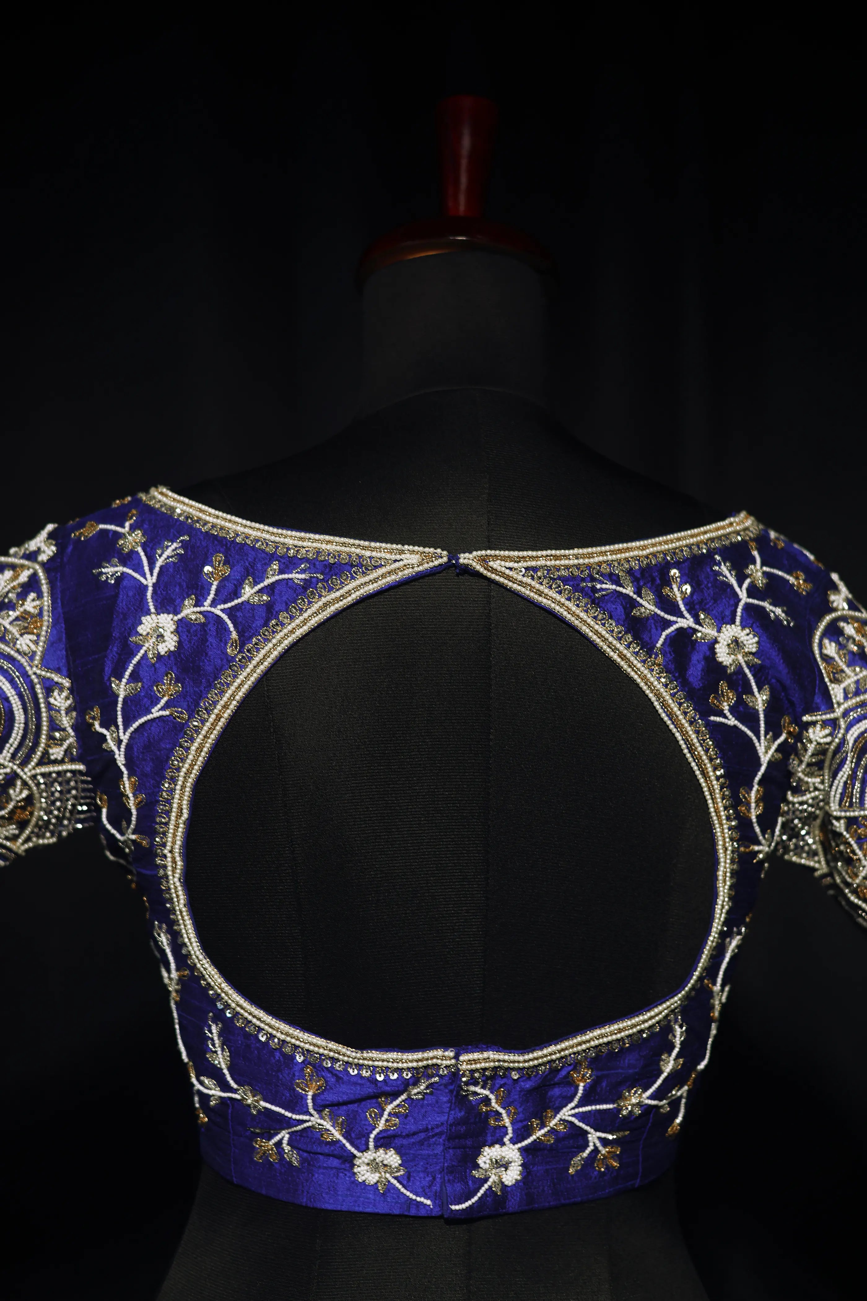 Royal Blue Raw Silk Blouse For Women Jaal Style Party wear
