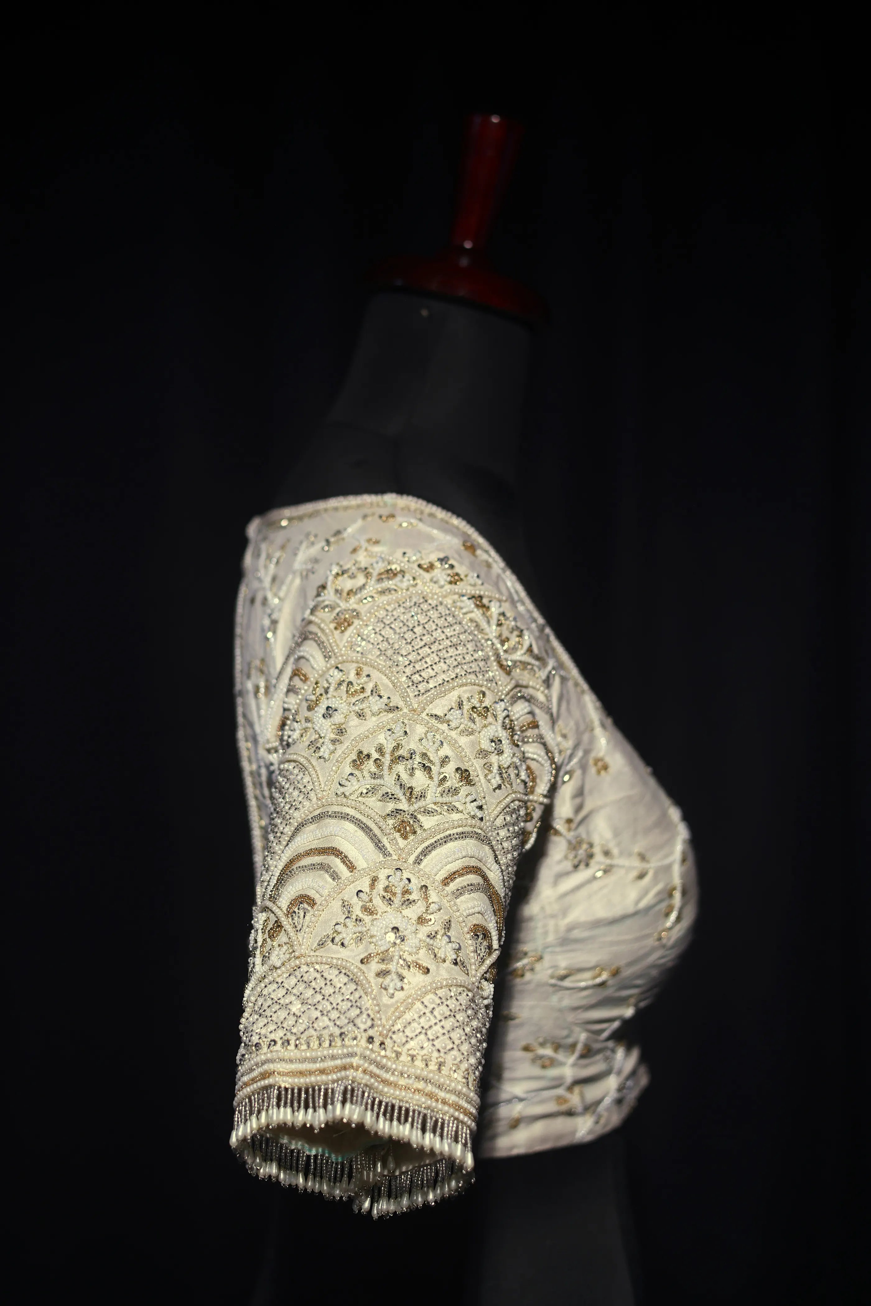 White Raw Silk Blouse For Women Jaal Style Party wear