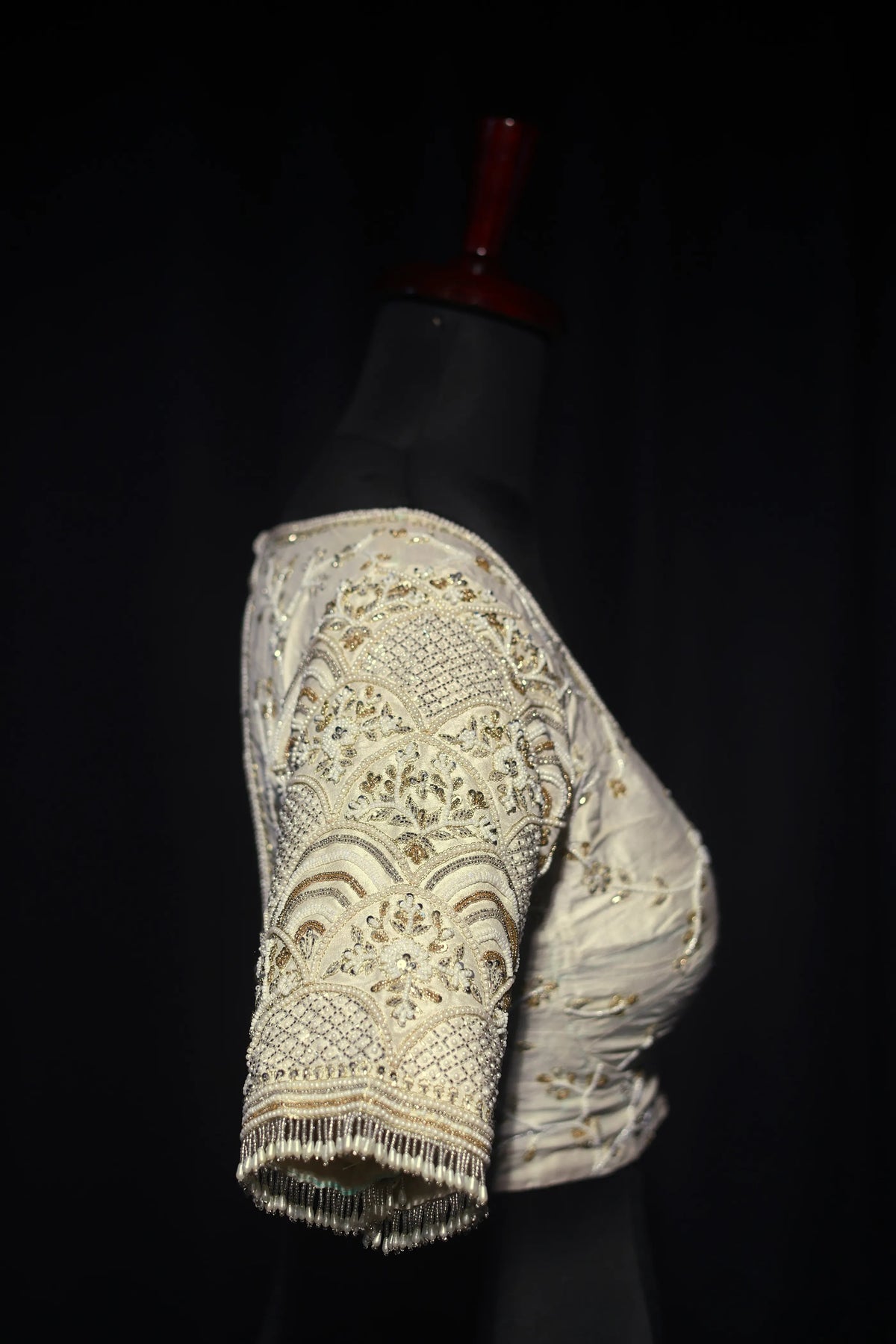 White Raw Silk Blouse For Women Jaal Style Party wear