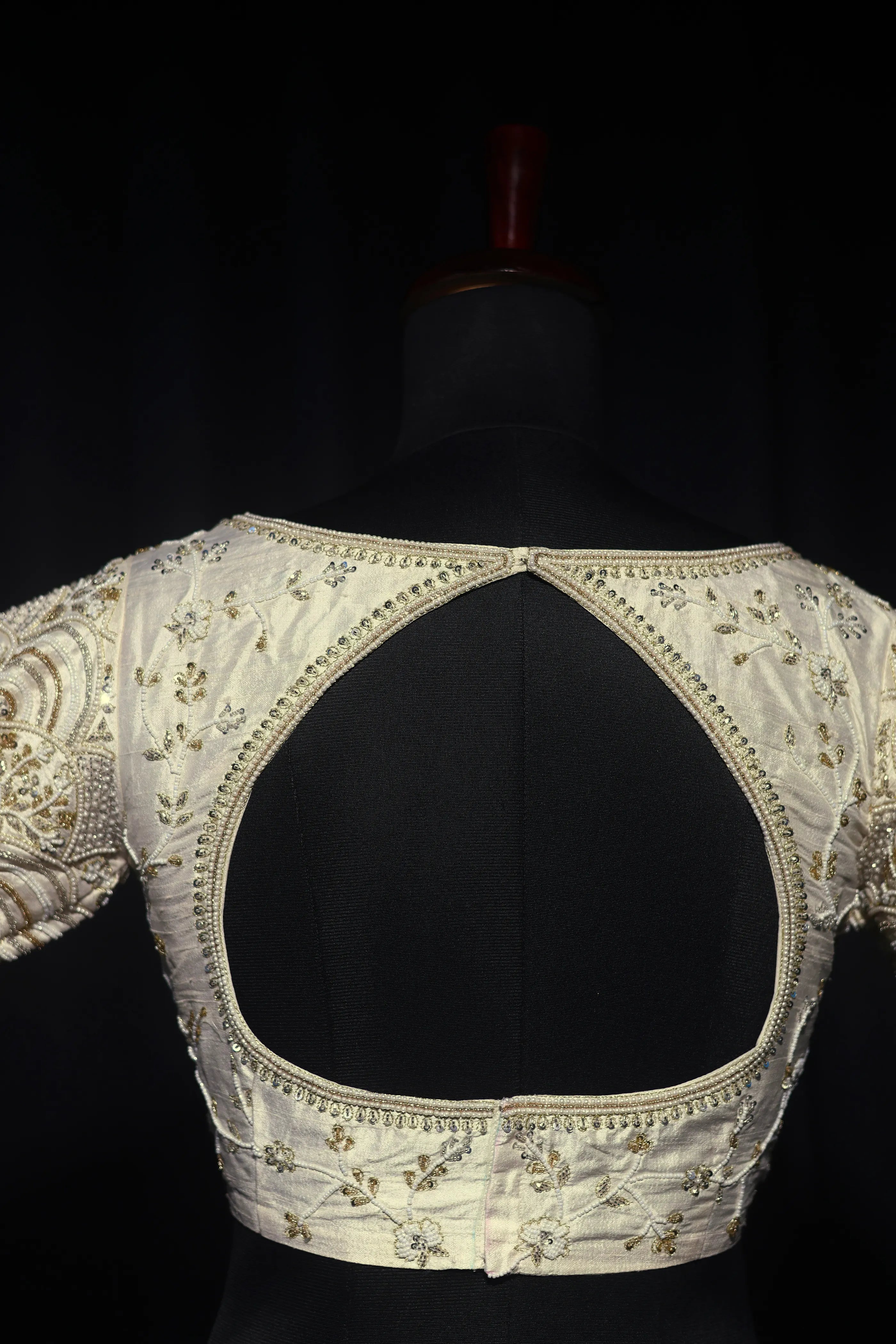 White Raw Silk Blouse For Women Jaal Style Party wear
