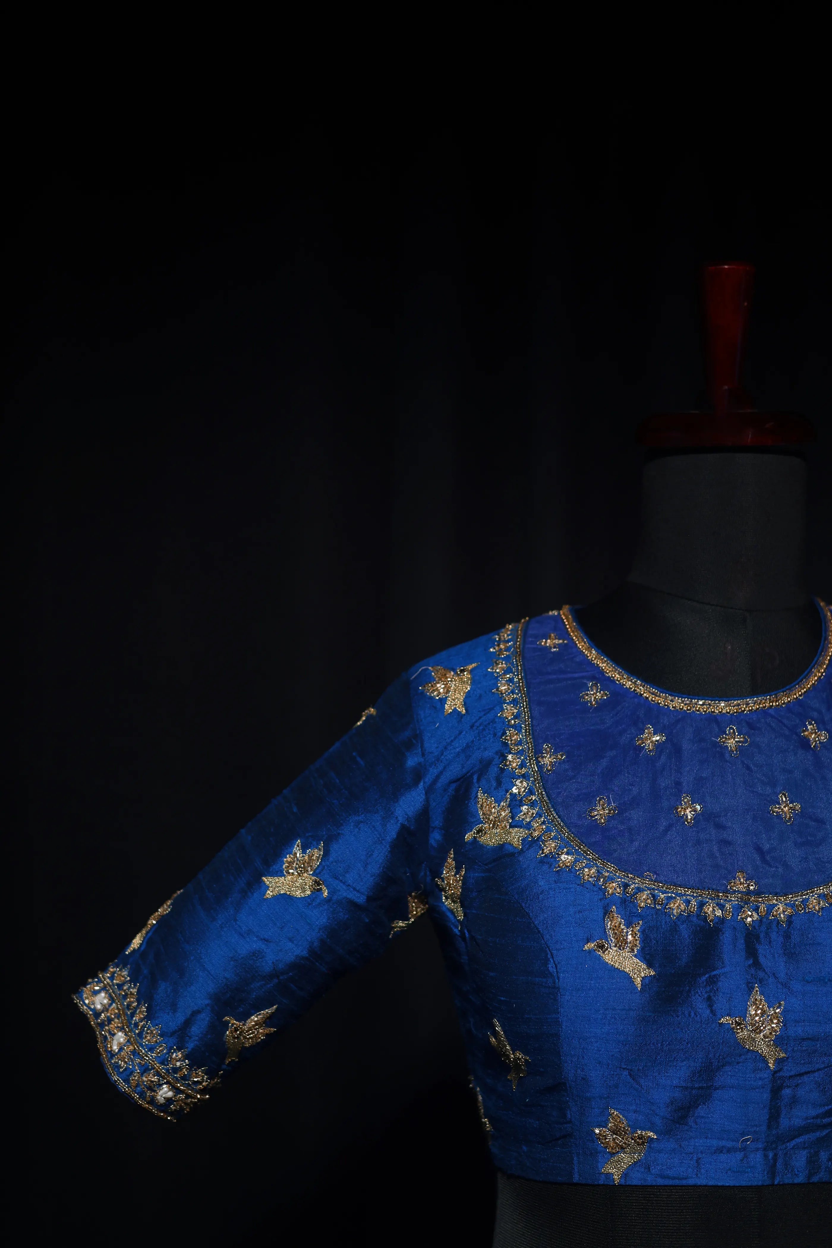 Royal Blue Raw Silk Blouse For Women Jaal Style Party wear
