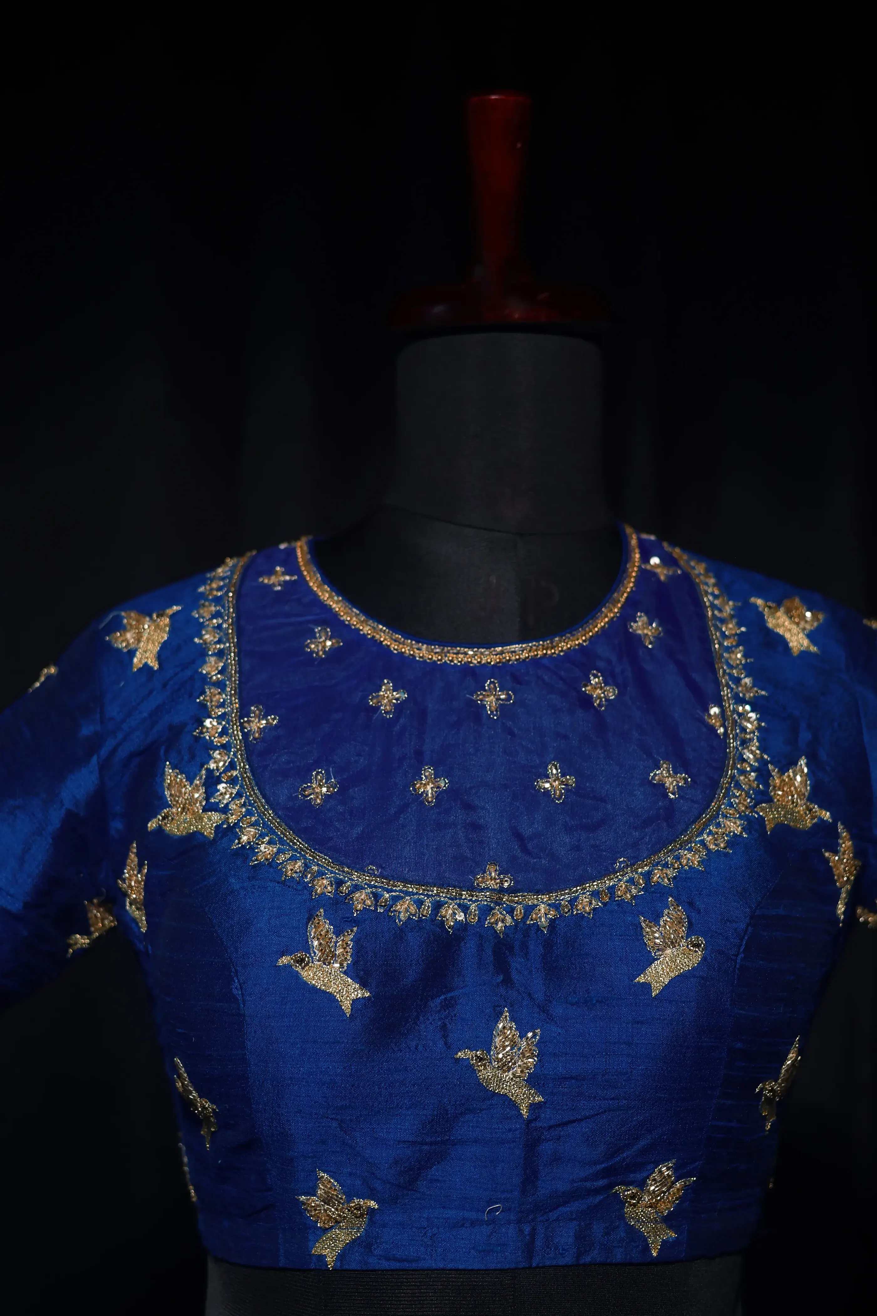 Royal Blue Raw Silk Blouse For Women Jaal Style Party wear