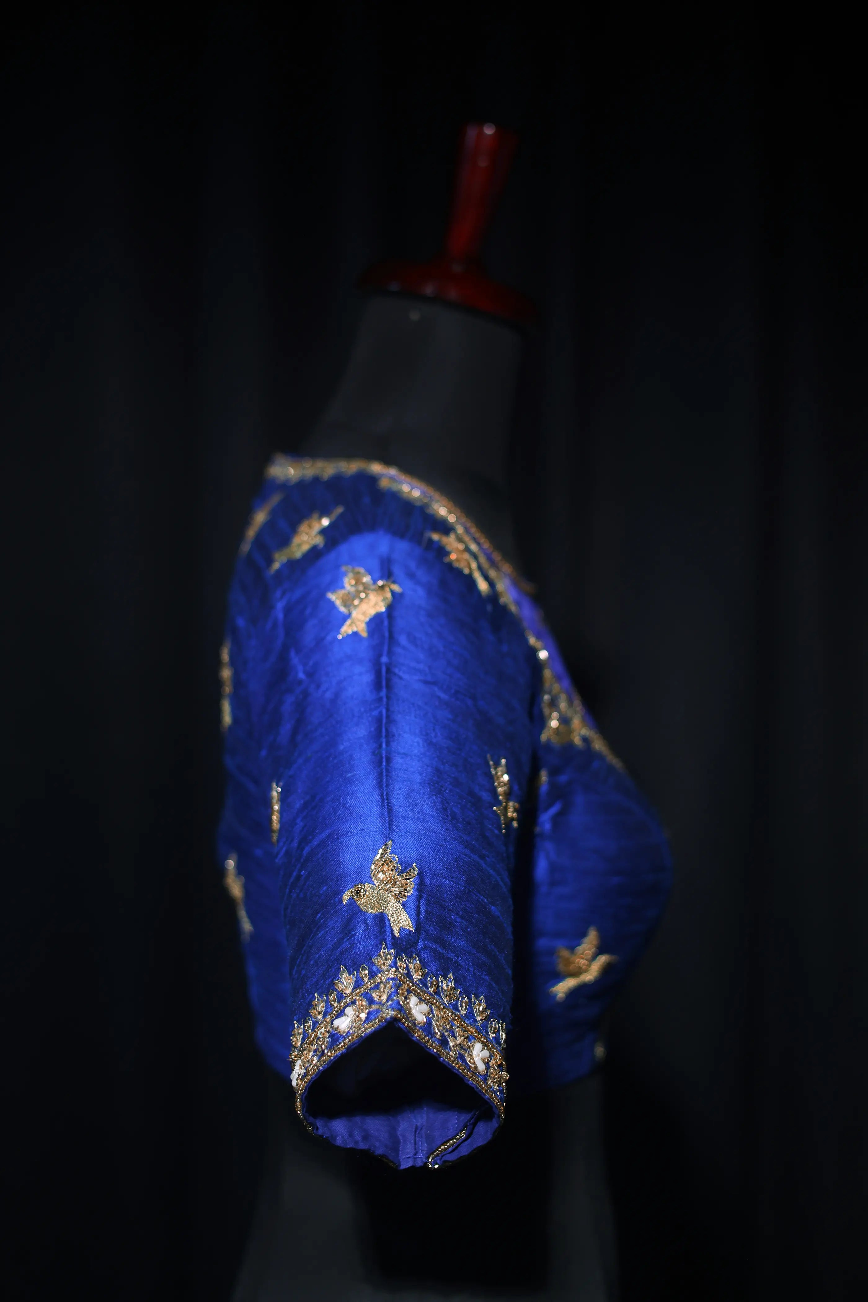 Royal Blue Raw Silk Blouse For Women Jaal Style Party wear