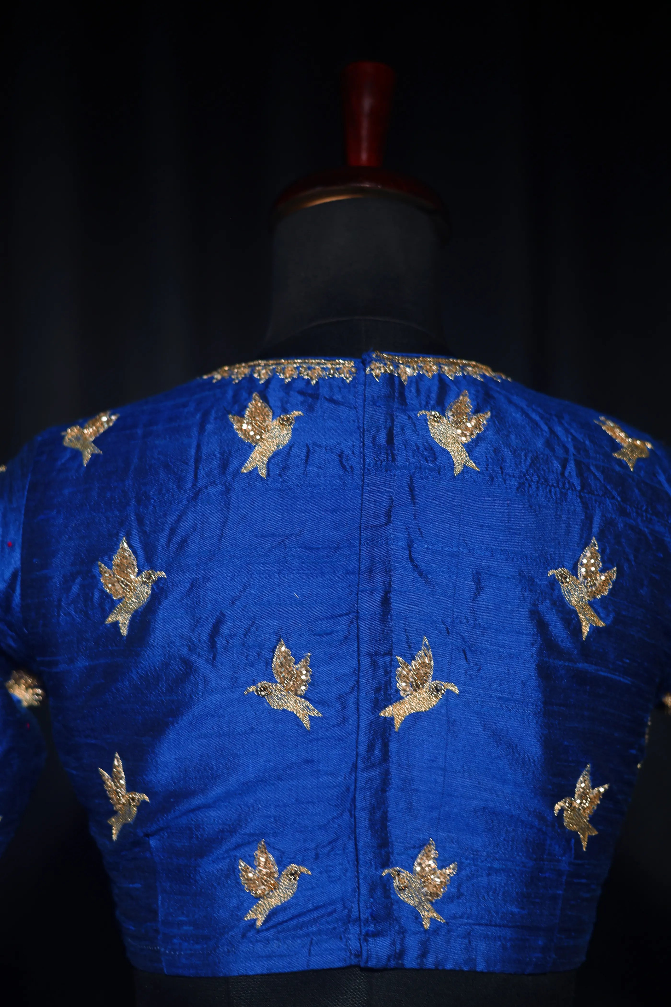 Royal Blue Raw Silk Blouse For Women Jaal Style Party wear