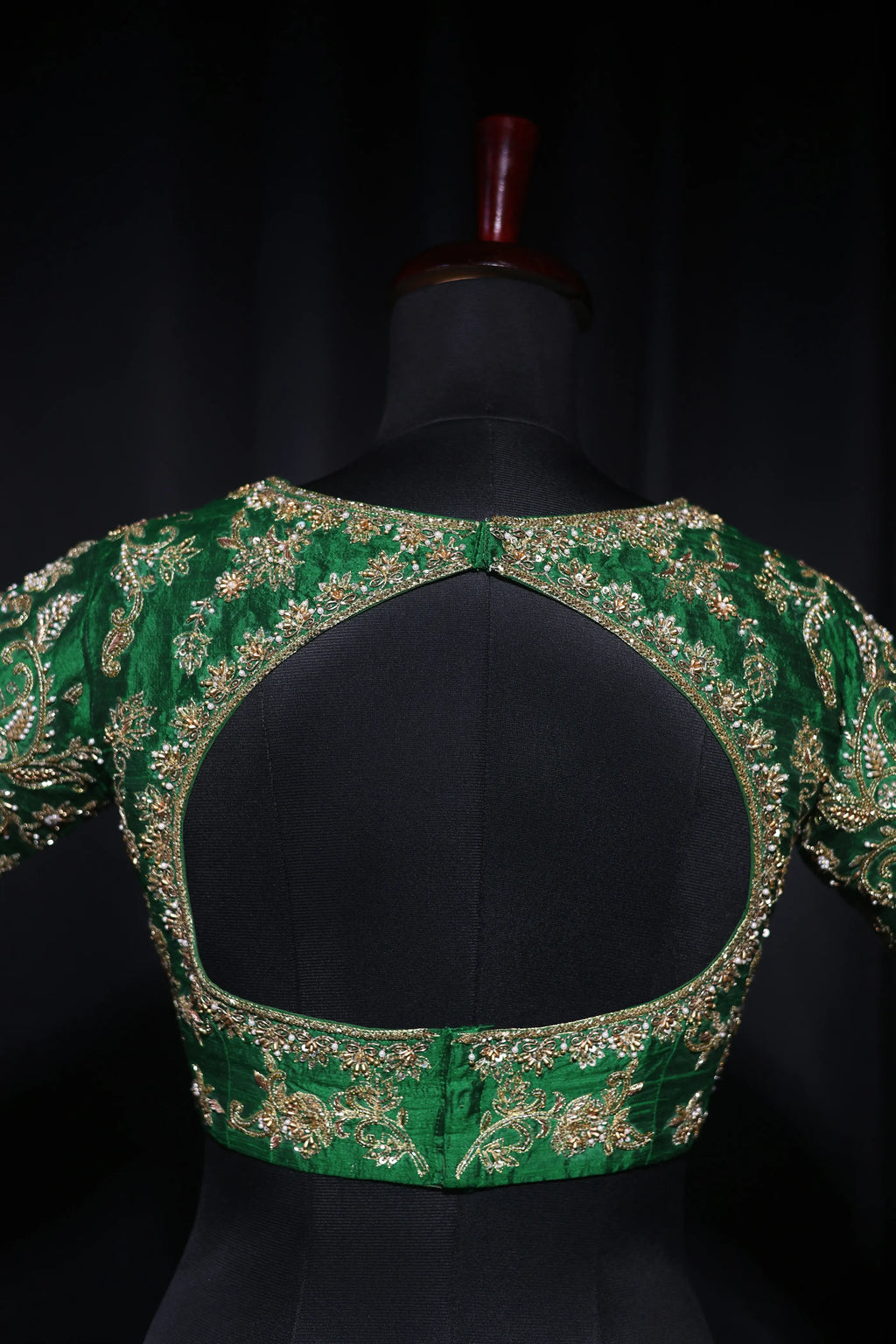 Green Raw Silk Blouse For Women Jaal Style Party wear