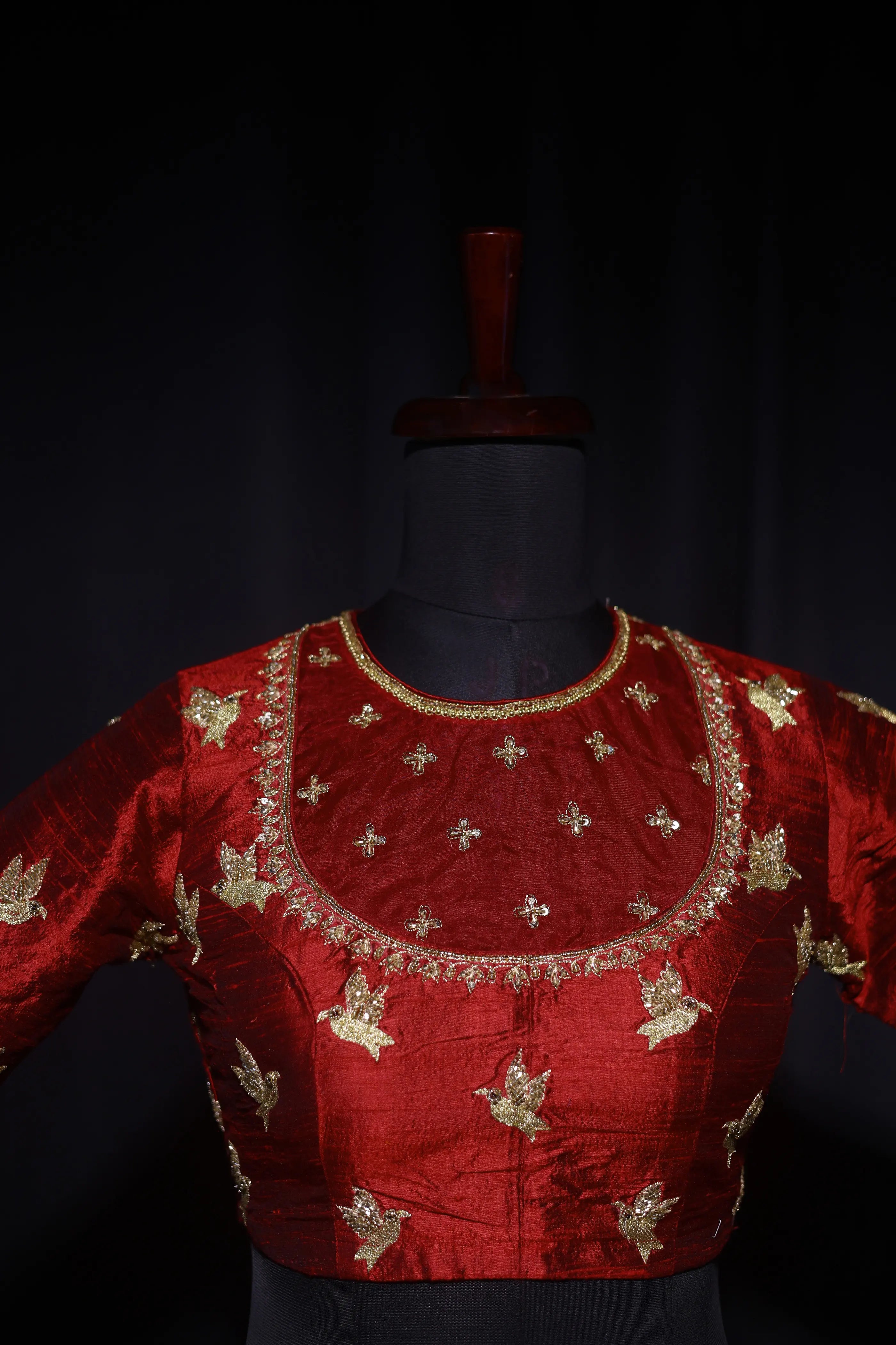 Maroon Raw Silk Blouse For Women Jaal Style Party wear