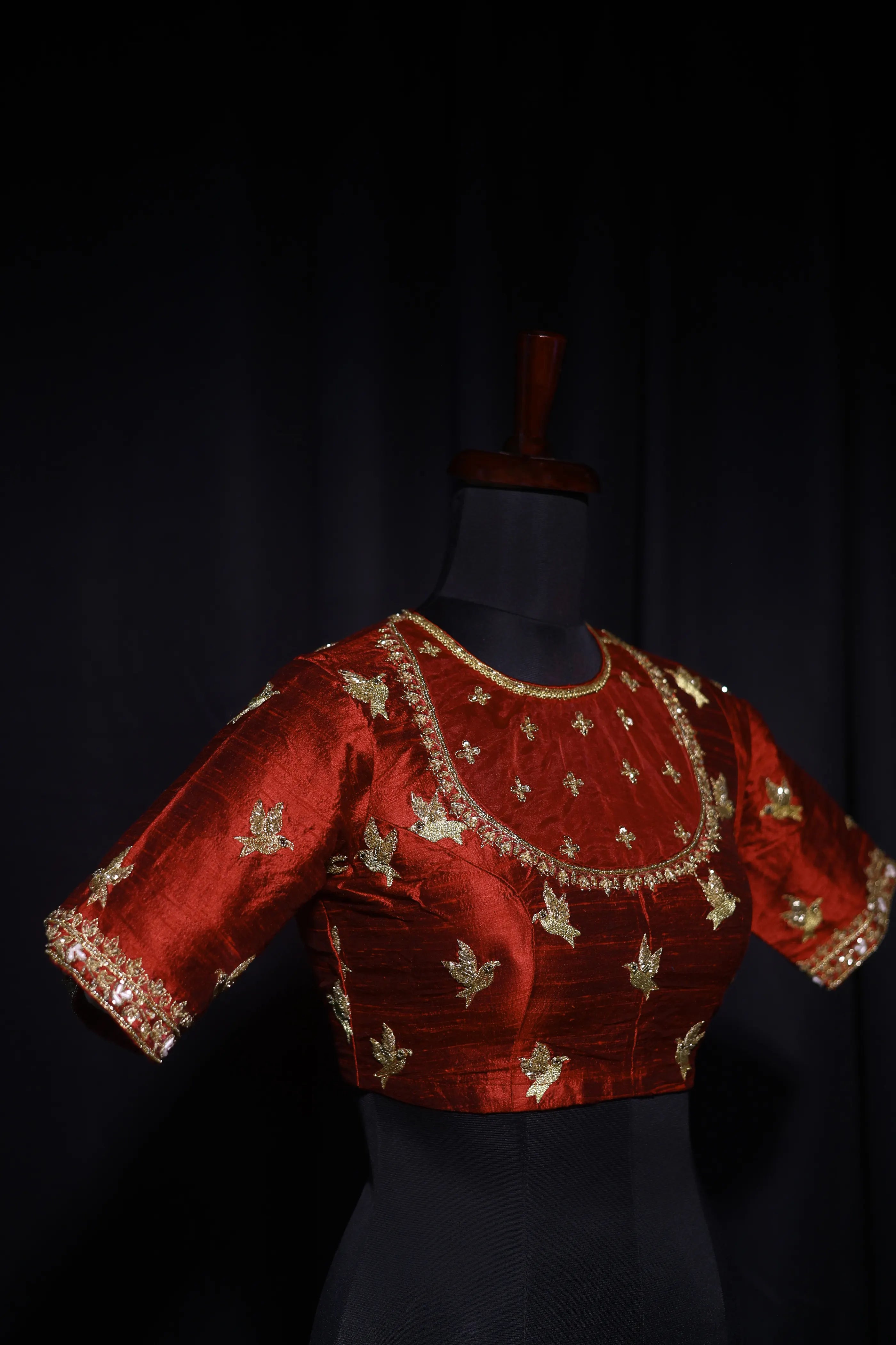 Maroon Raw Silk Blouse For Women Jaal Style Party wear