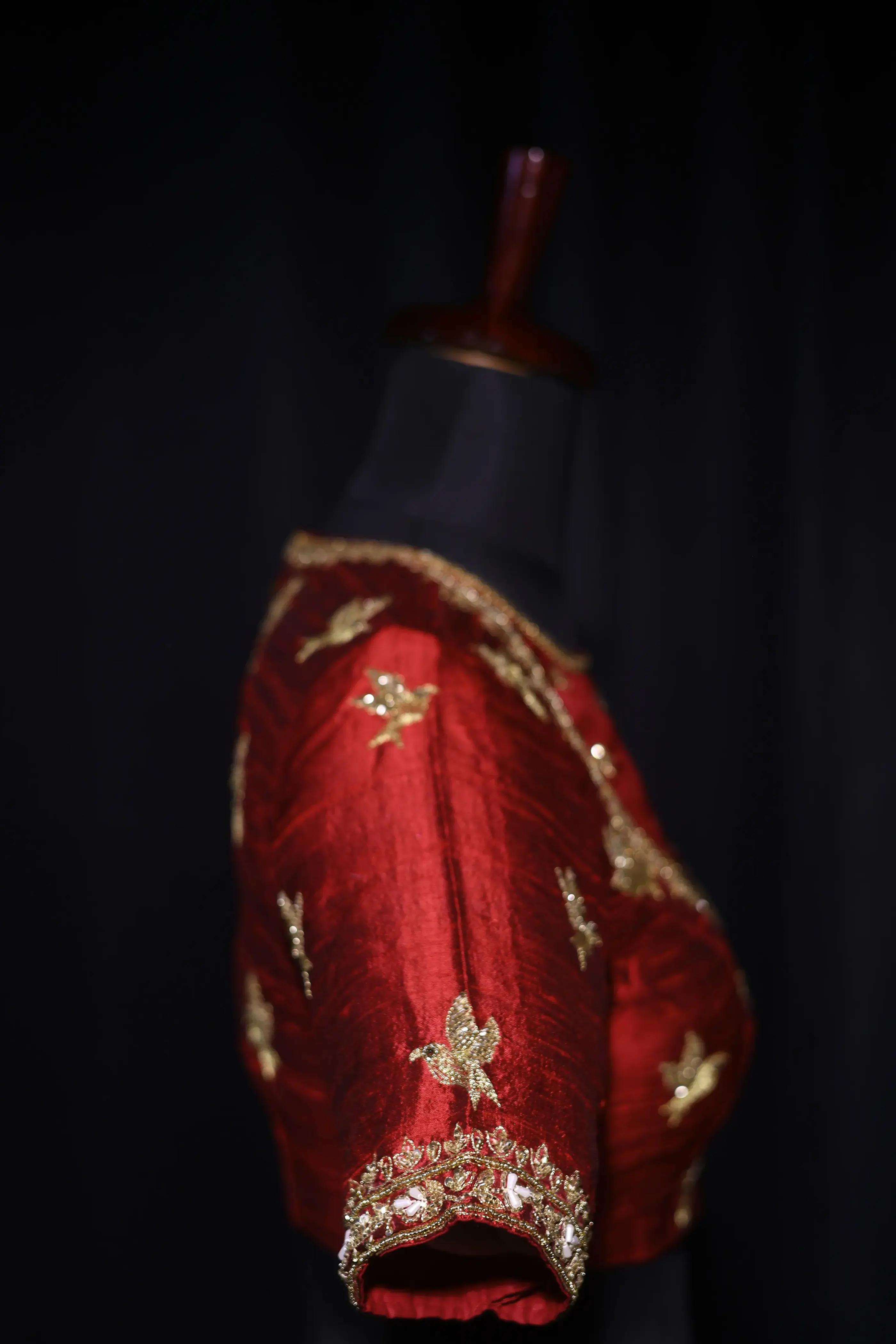 Maroon Raw Silk Blouse For Women Jaal Style Party wear