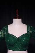 Bottle Green Net  Blouse For Women Jaal Style Party wear