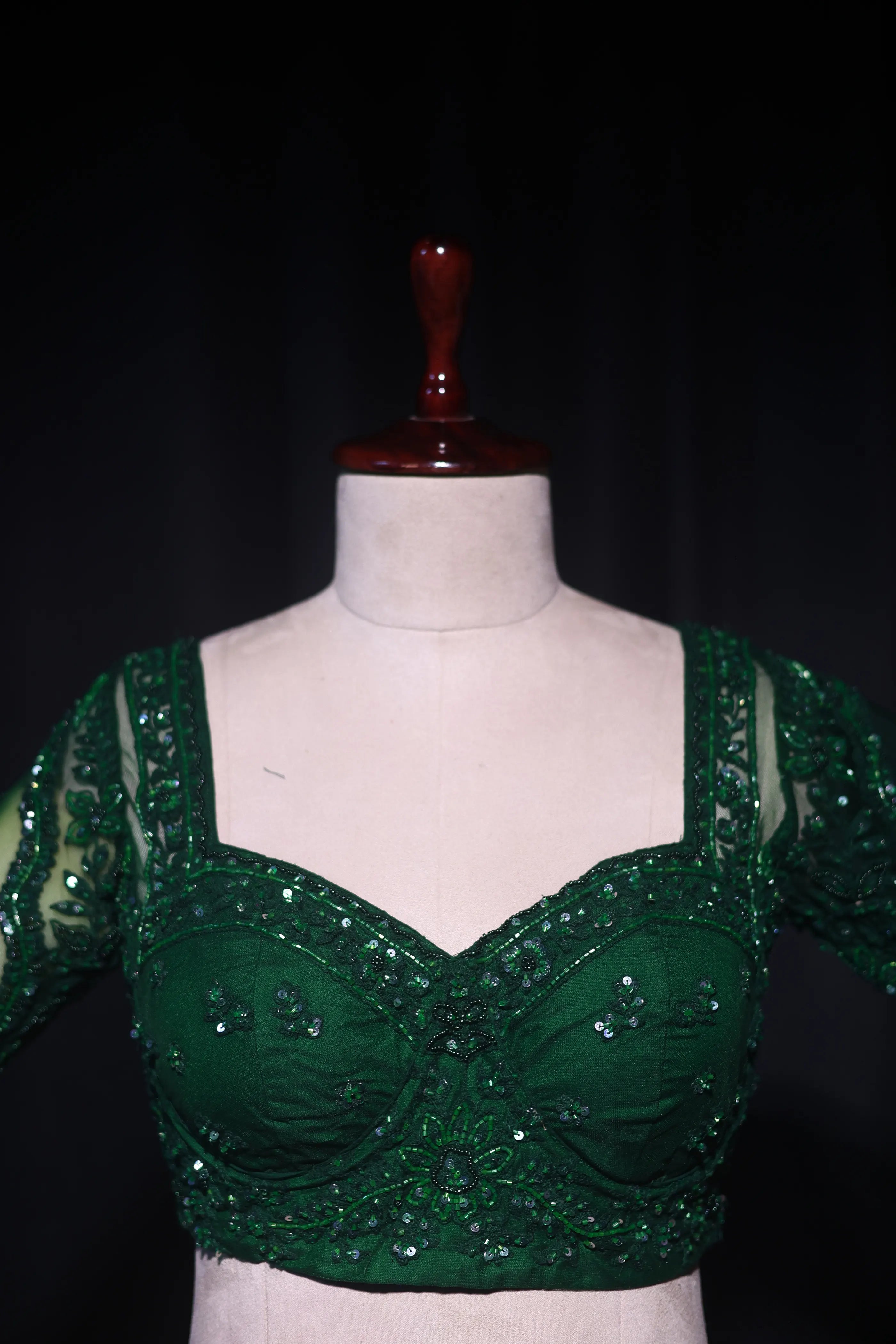 Bottle Green Net  Blouse For Women Jaal Style Party wear