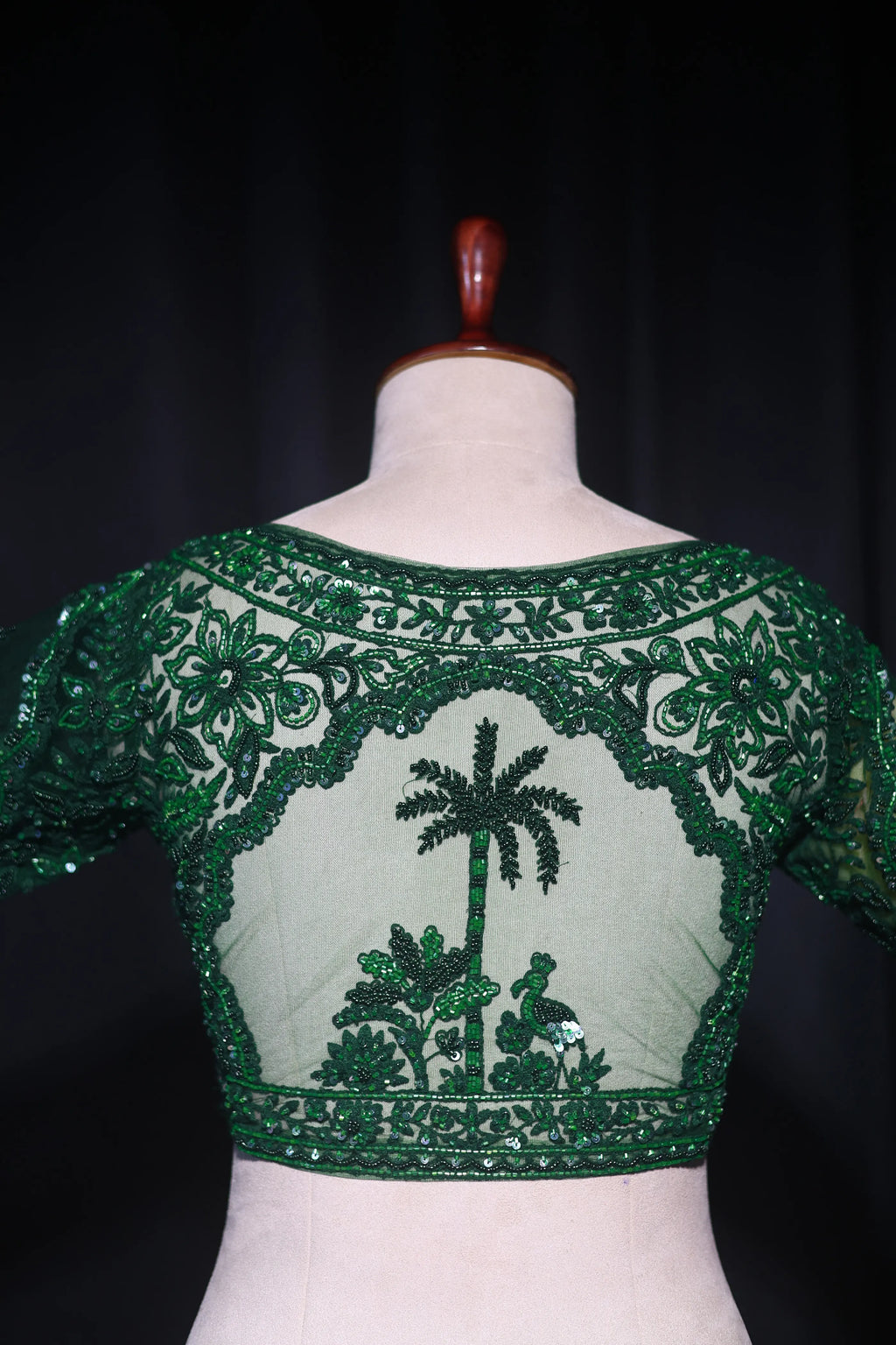 Bottle Green Net  Blouse For Women Jaal Style Party wear