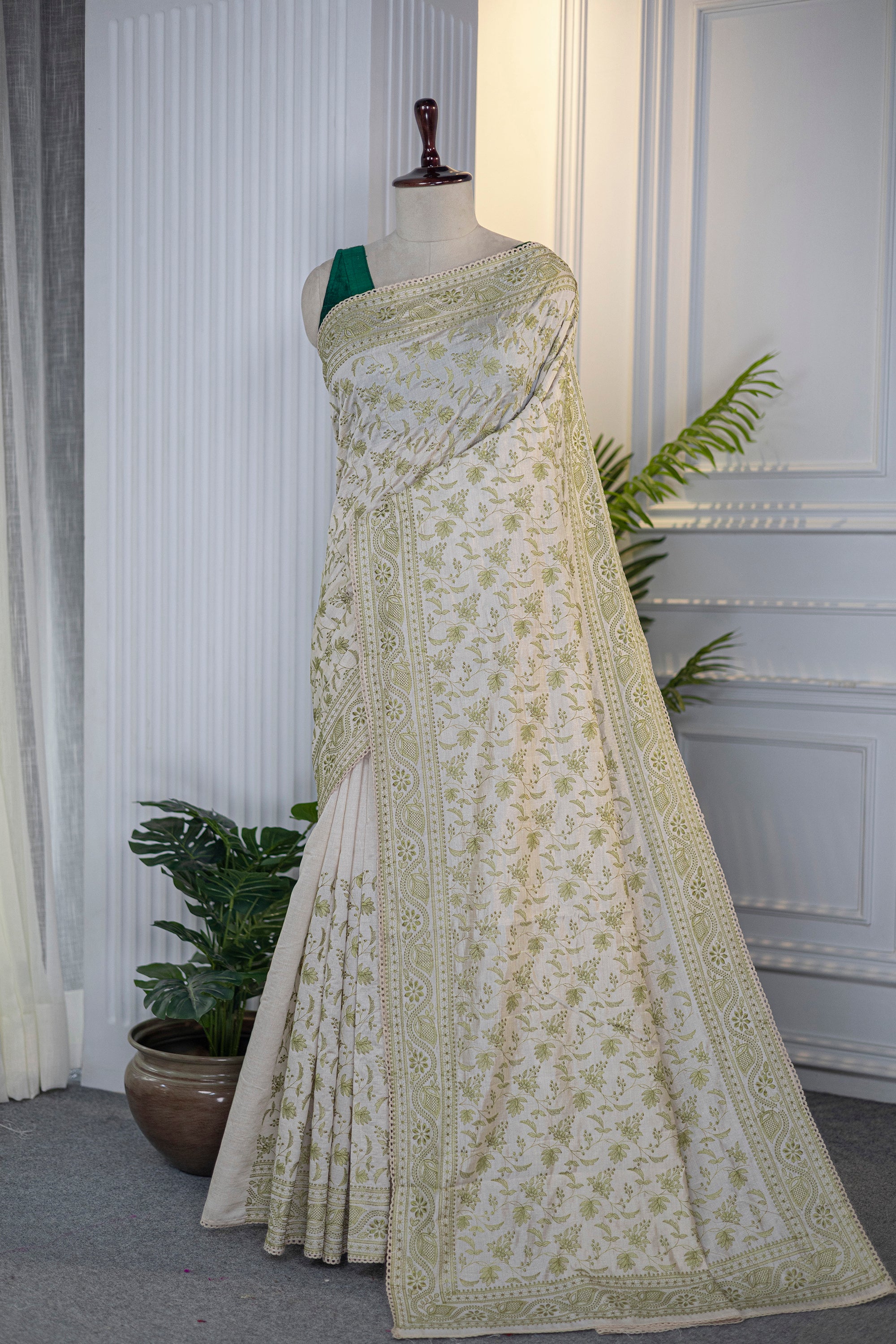 Semi Tussar Embroidery