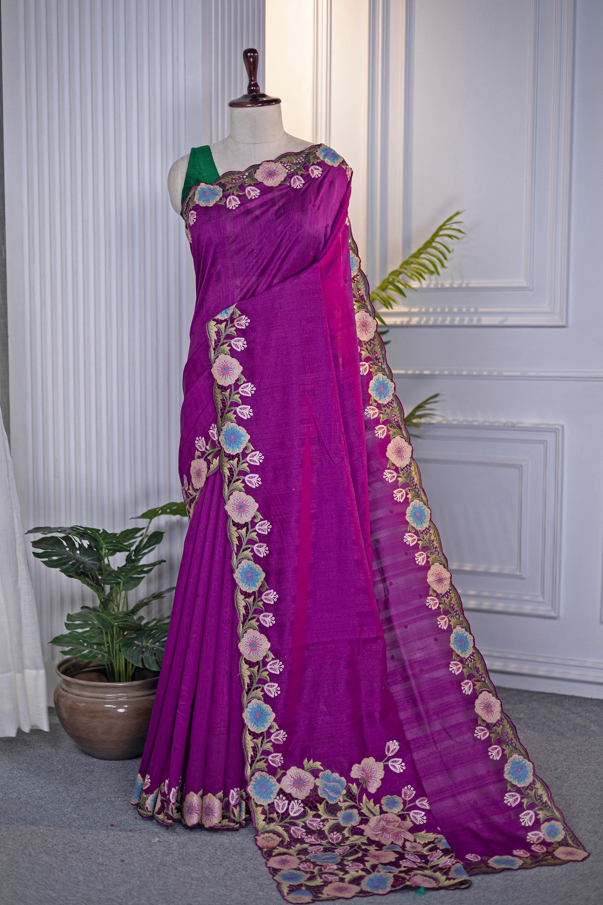 Semi Tussar Embroidery