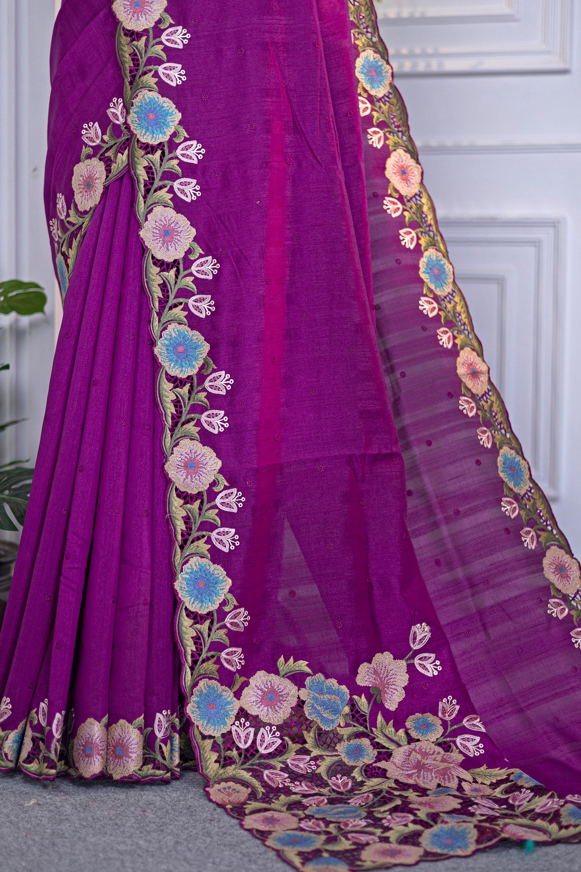 Semi Tussar Embroidery