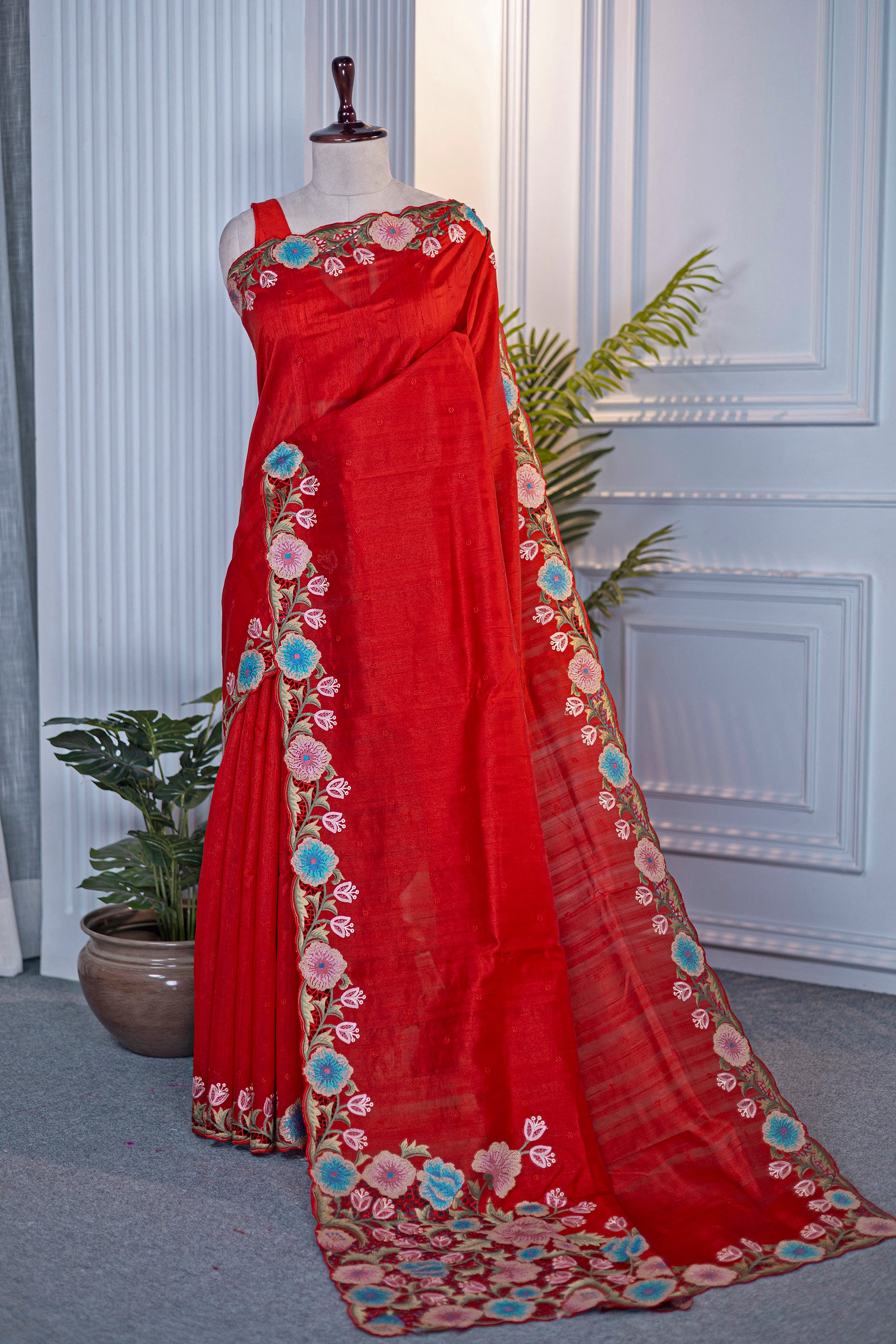 Semi Tussar Embroidery