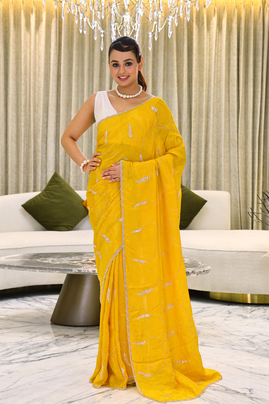 Crepe Satin Zardosi Work