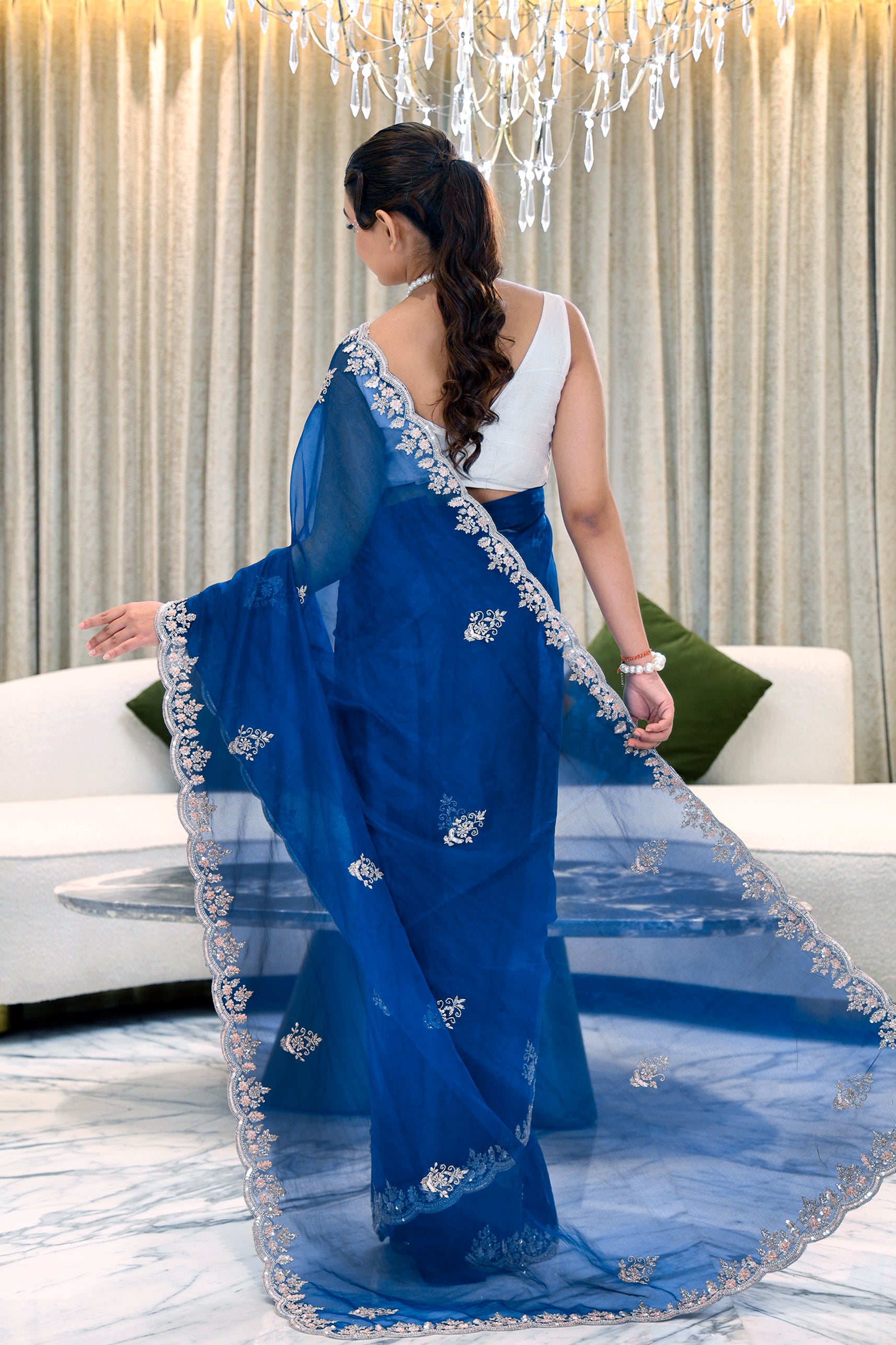 Semi Organza Zardosi Work