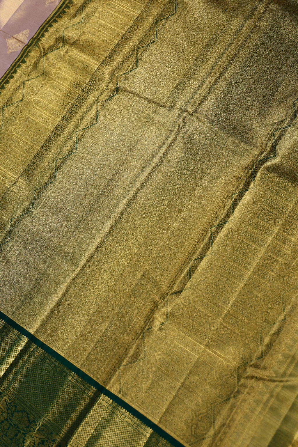 Golden Green Tissue Kanjivaram Saree With Blouse Piece