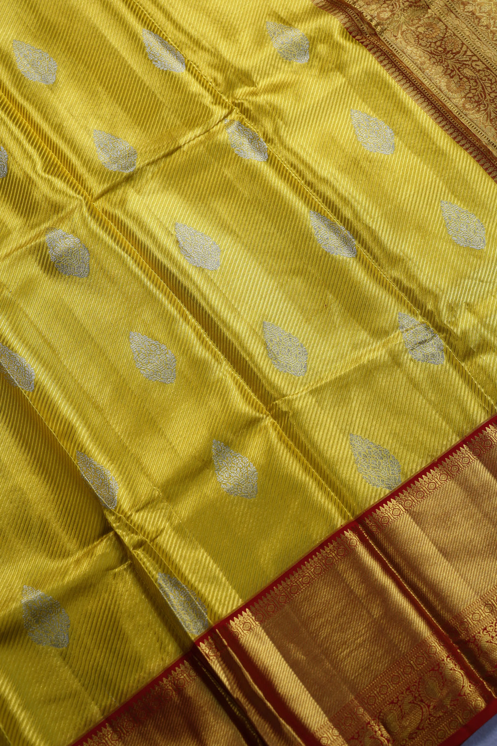 Yellow And Red Tissue Kanjivaram Saree With Blouse Piece