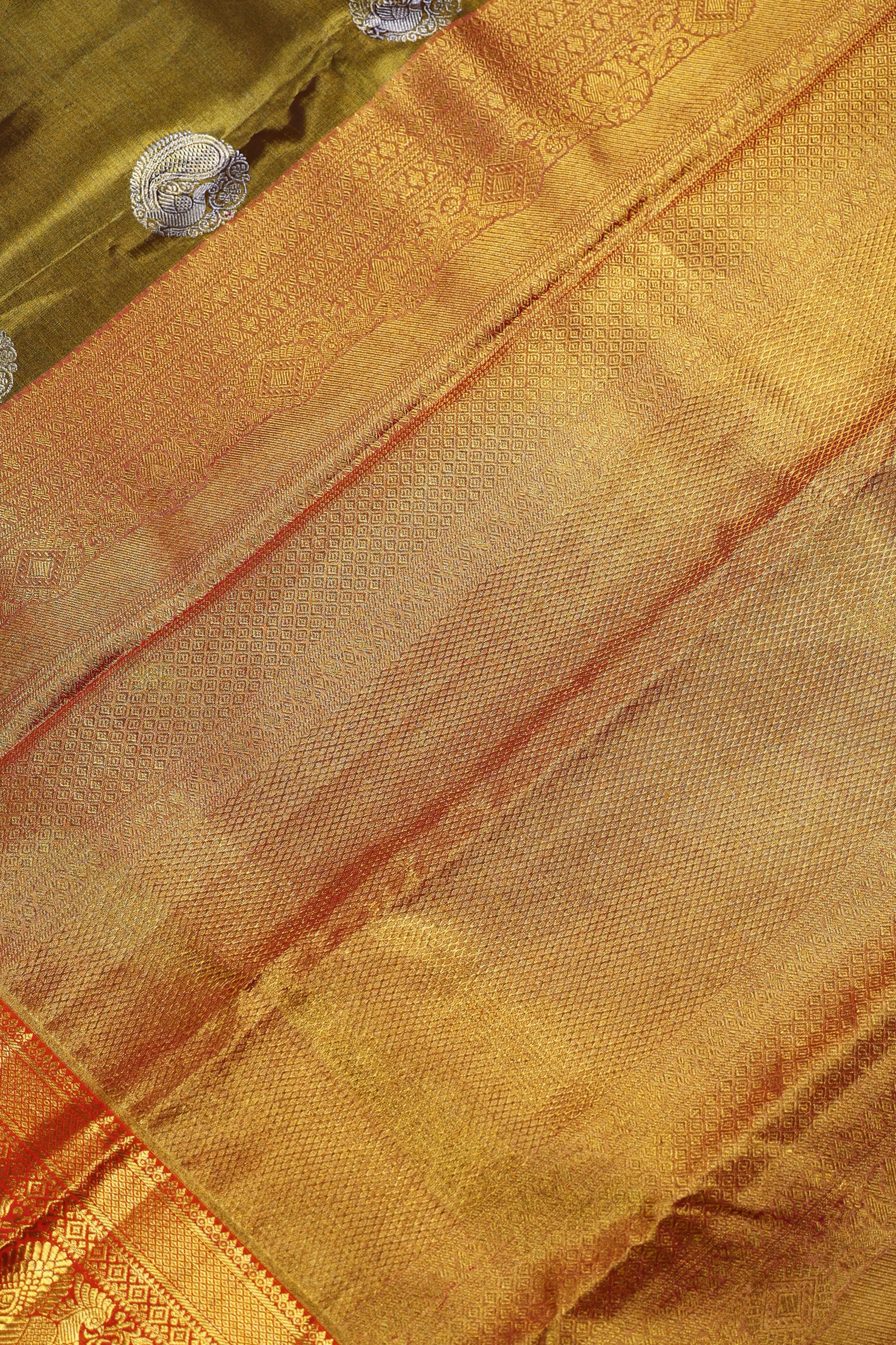 Copper Orange Tissue Kanjivaram Saree With Blouse Piece