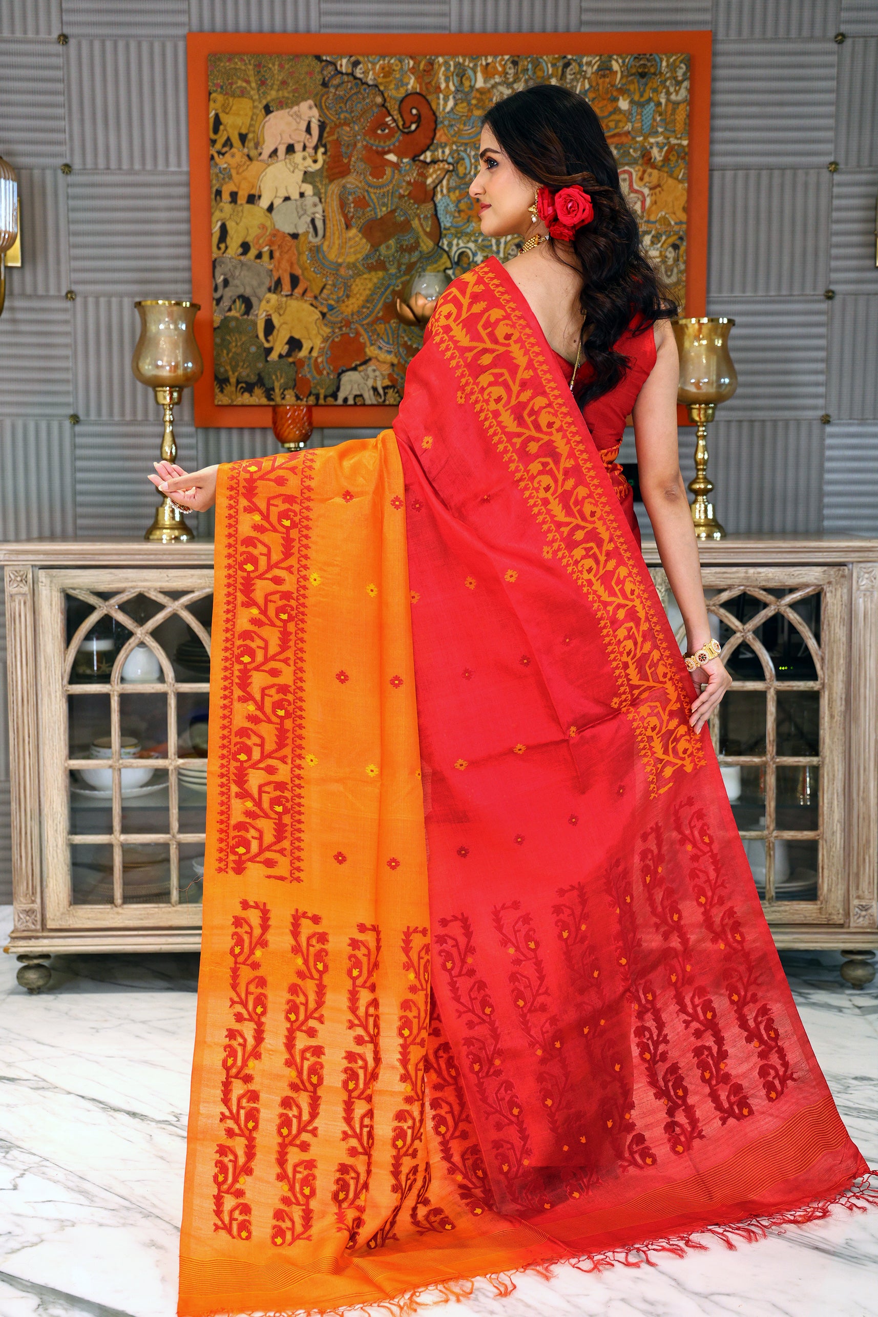 Shaded Tussar Jamdani