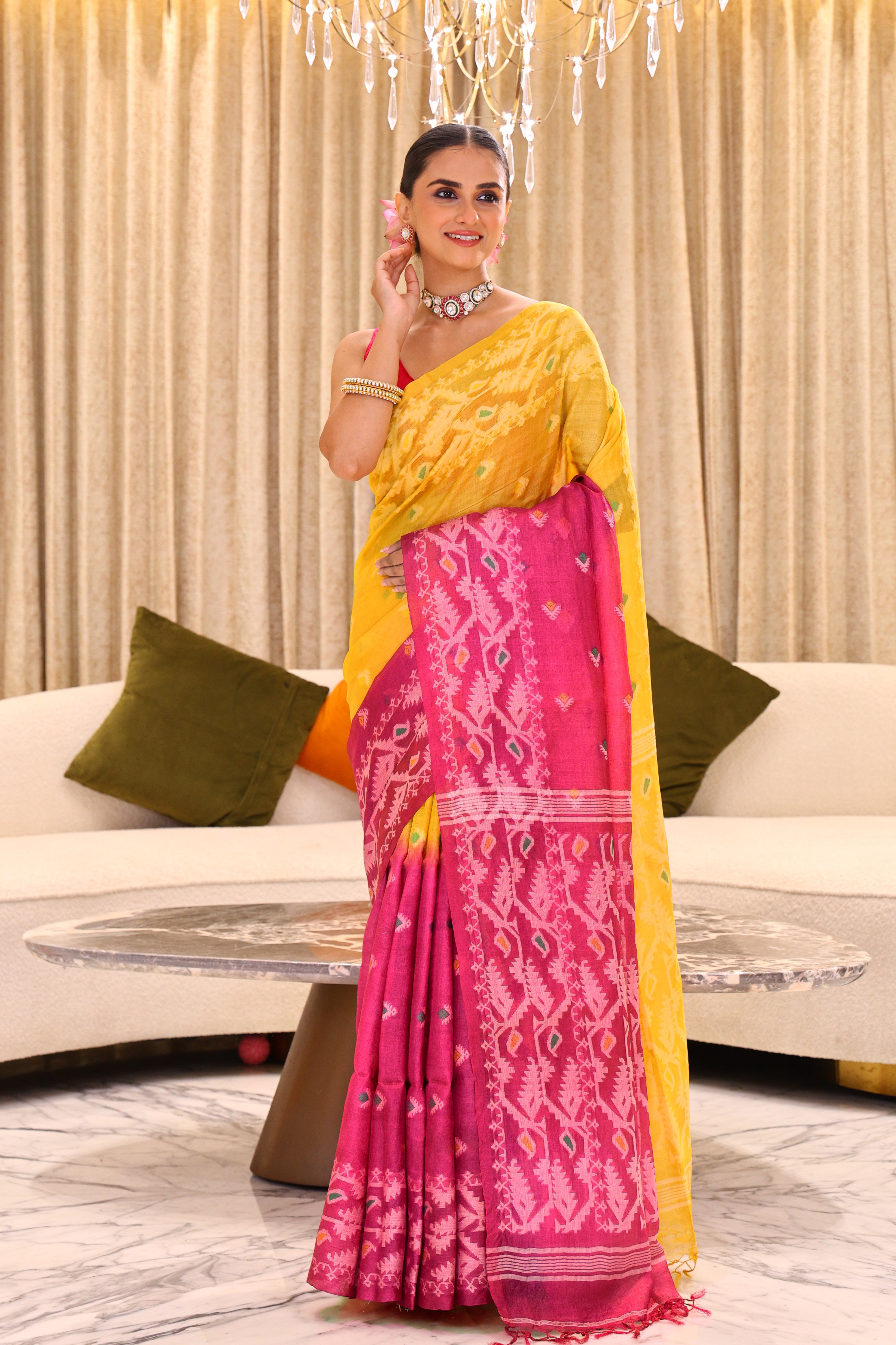 Shaded Tussar Jamdani