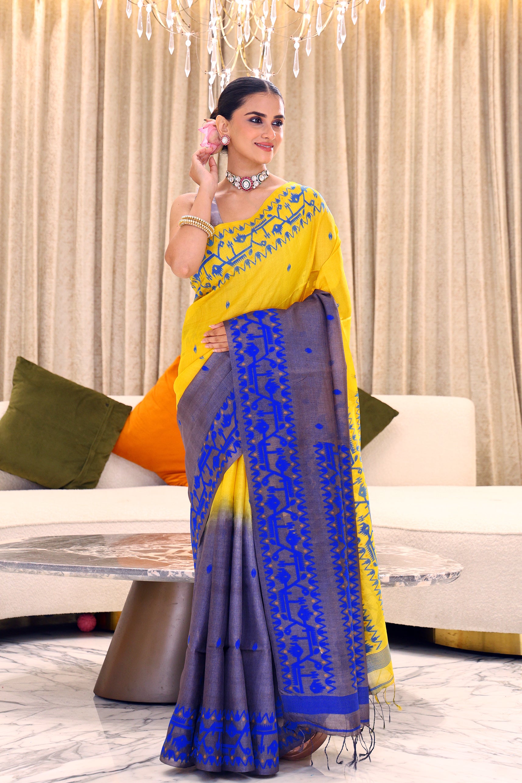 Shaded Tussar Jamdani