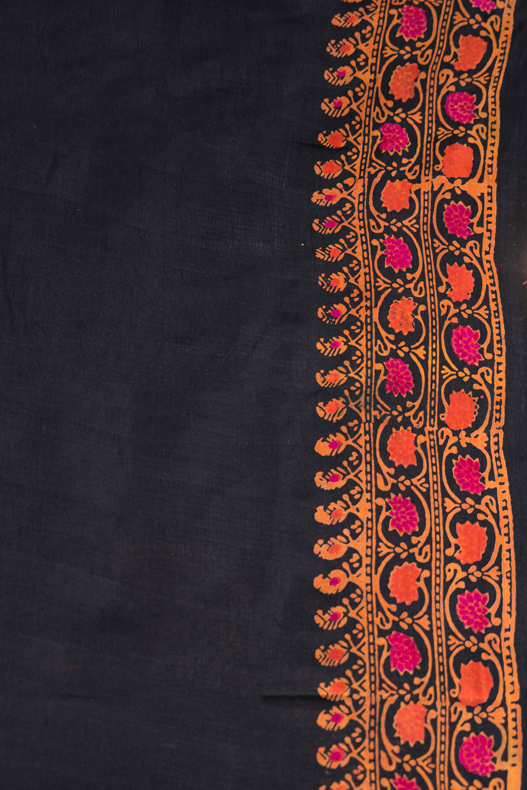 Black Katan Silk Block Print