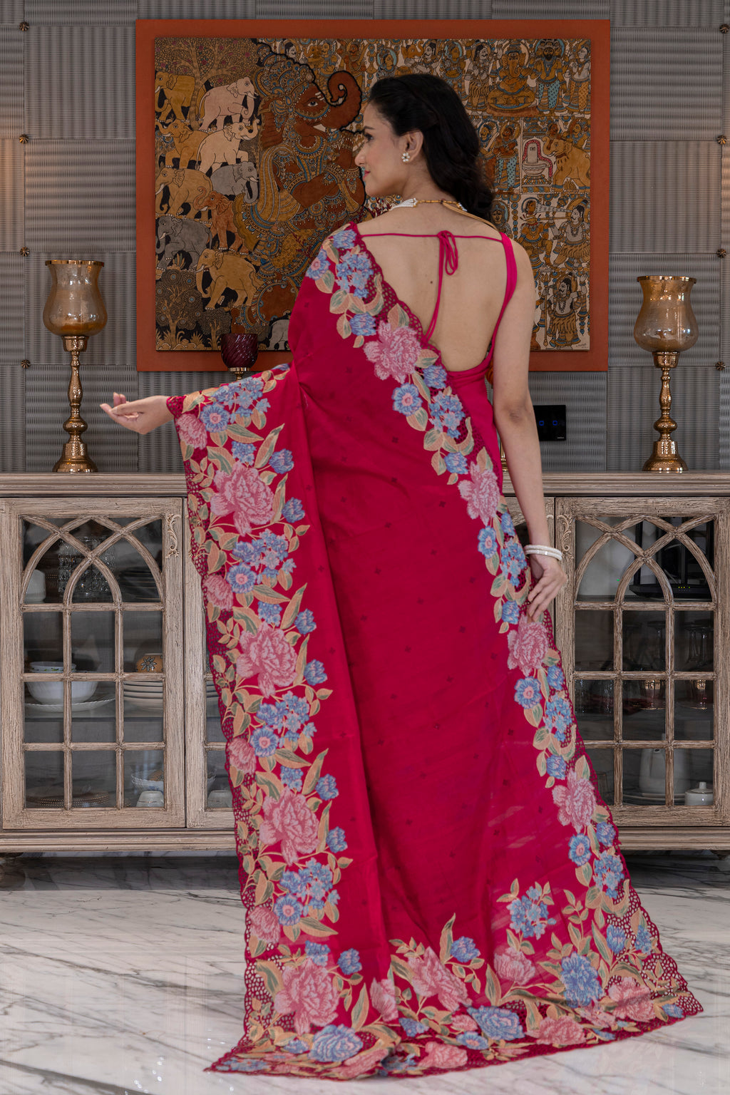 Semi Tussar Cutwork